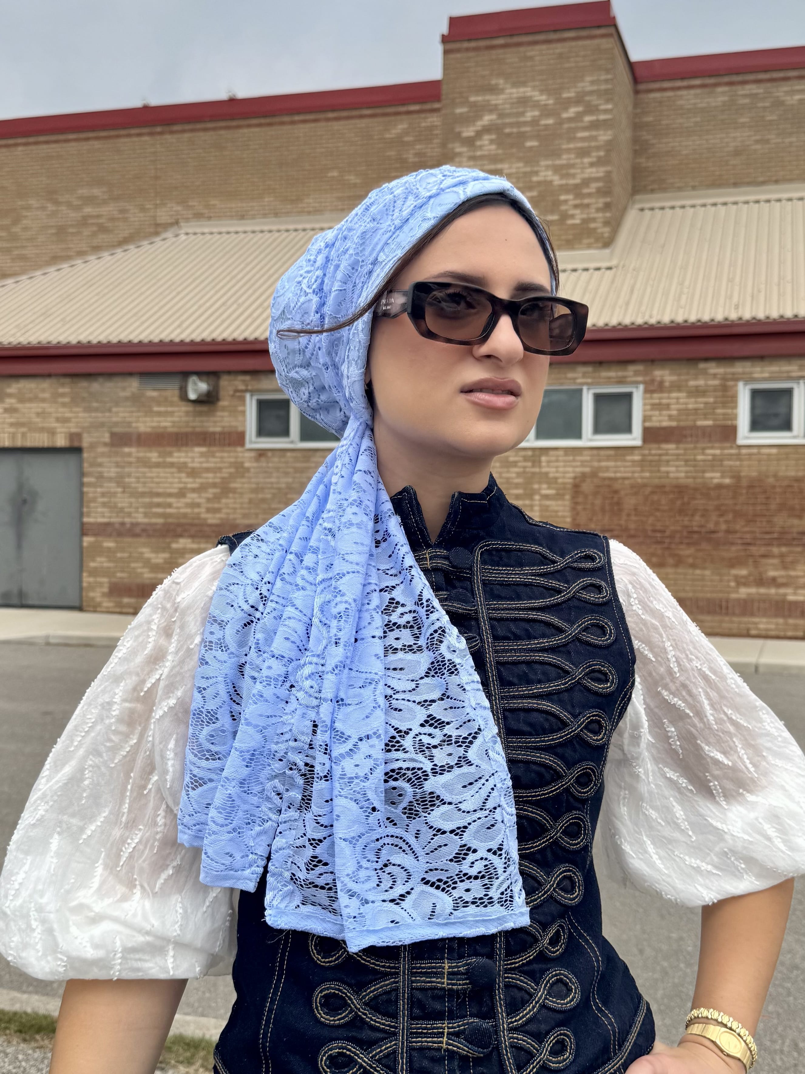 Beanie Wrap Lace - Baby Blue