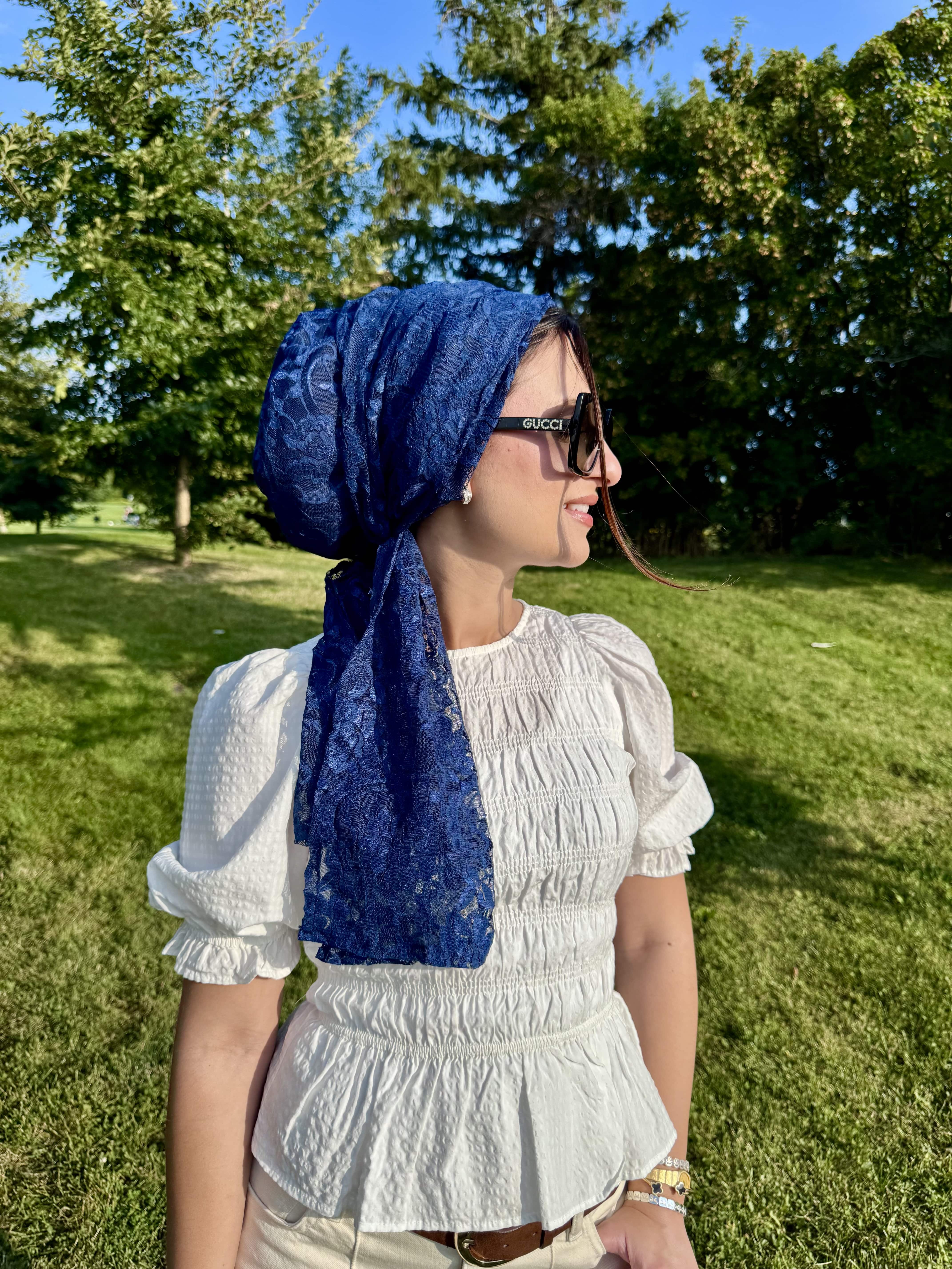 Beanie Wrap Lace - Royal Navy