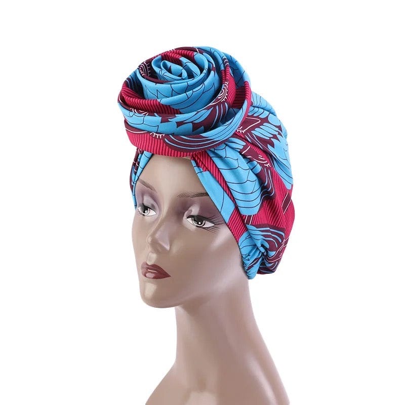 Satin lined turban - Blue Fuchsia