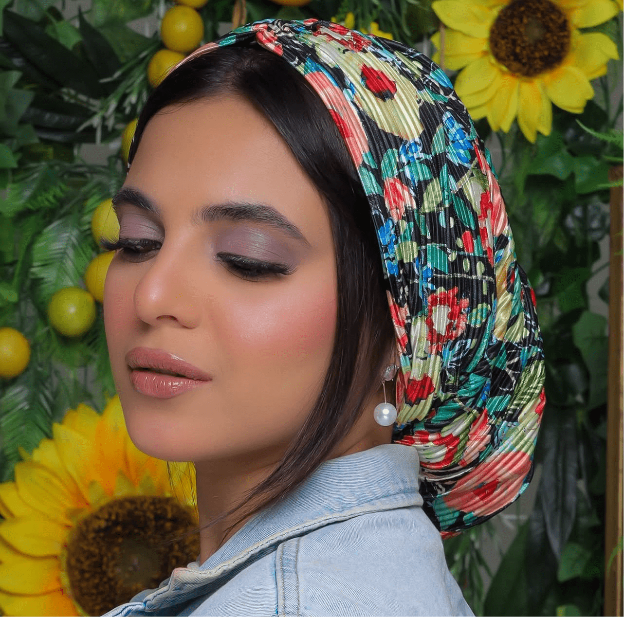 Beanie Pleated - Floral Nights