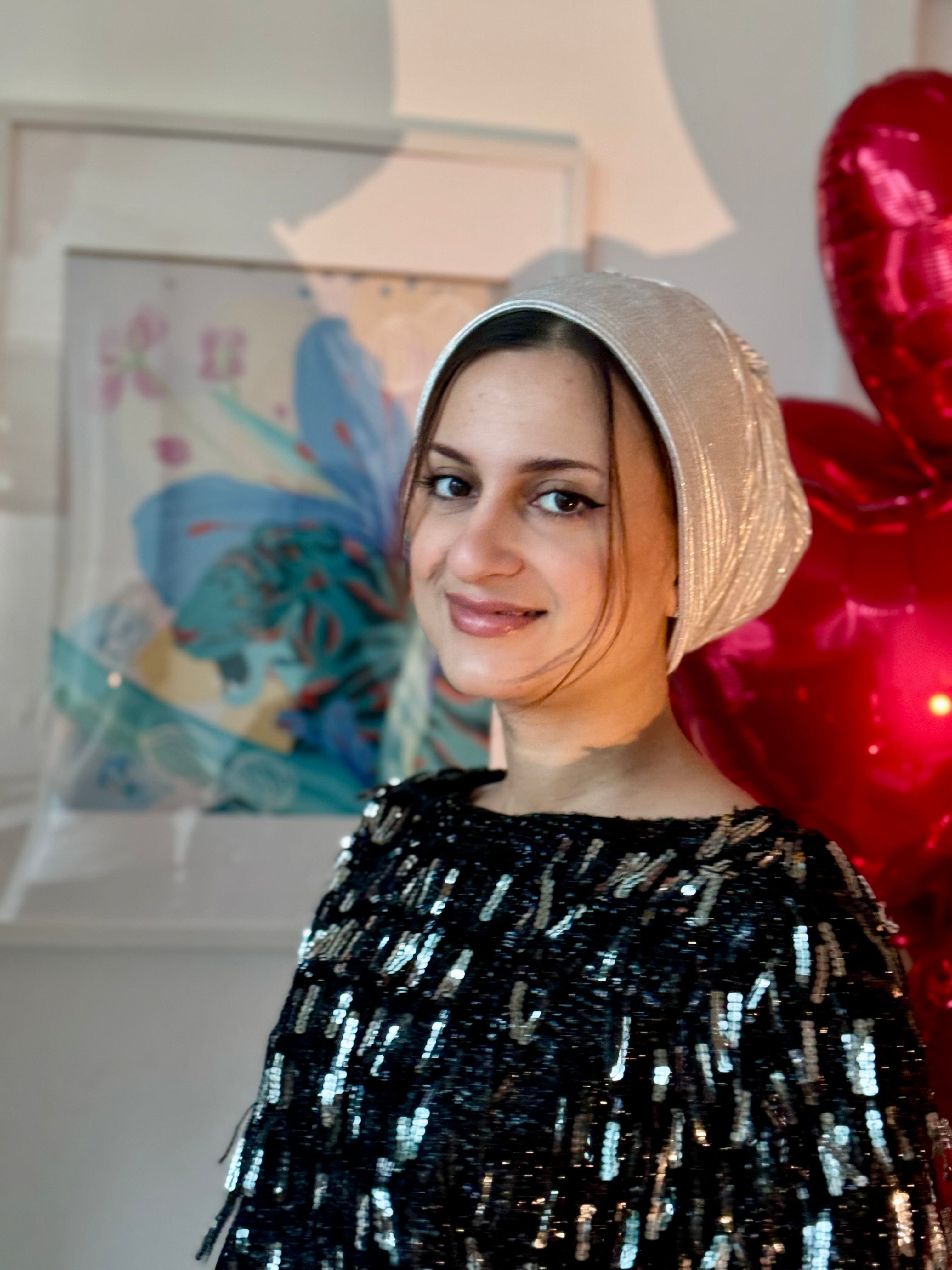 Beanie Metallic - Gold Off White