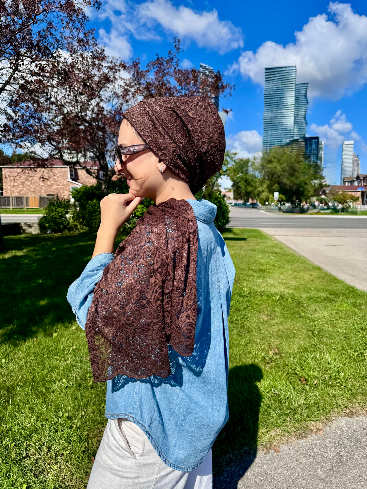 Beanie Wrap Lace - Dark Chocolate