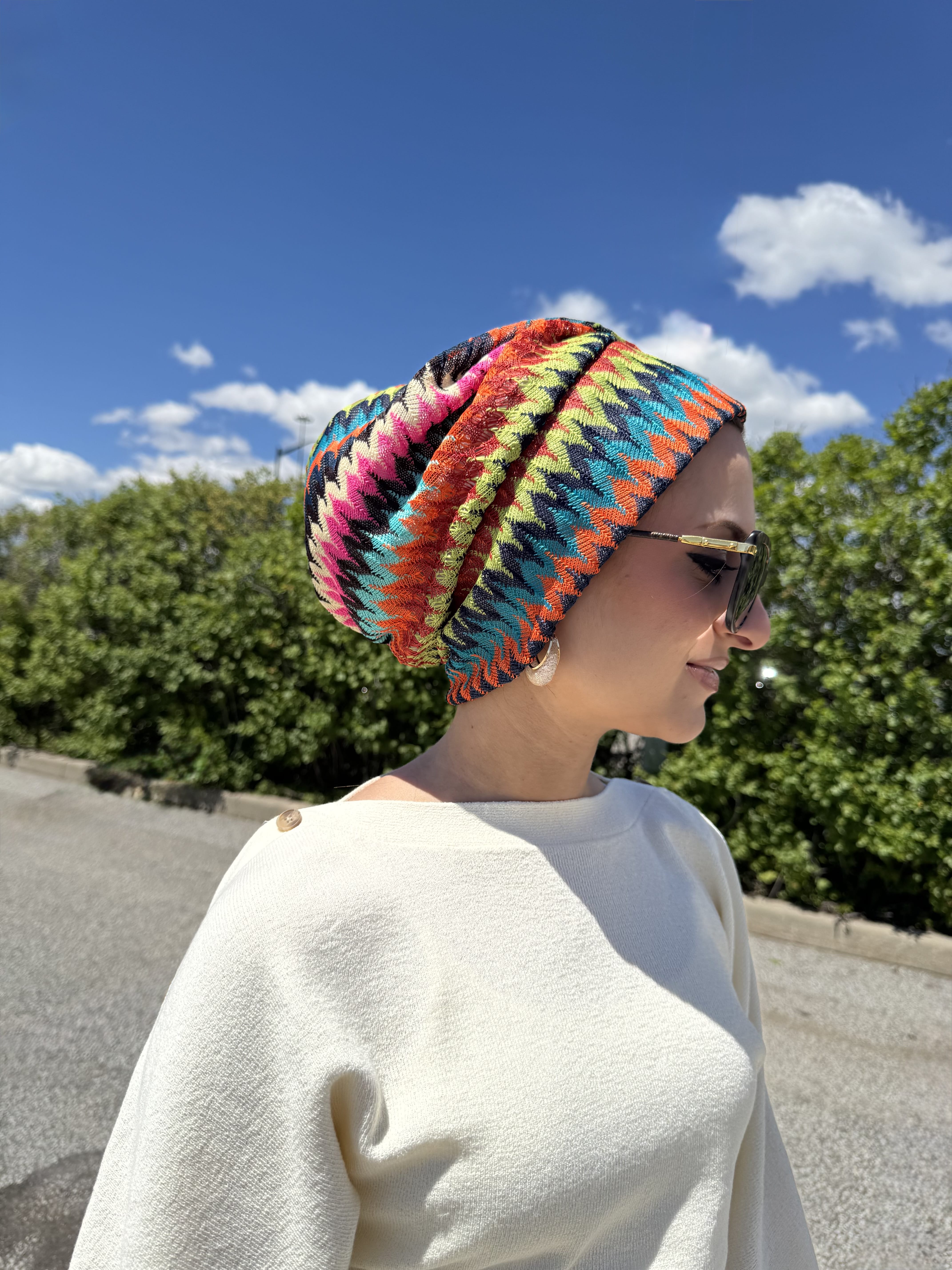 Beanie Knit - Zigzag Colourful
