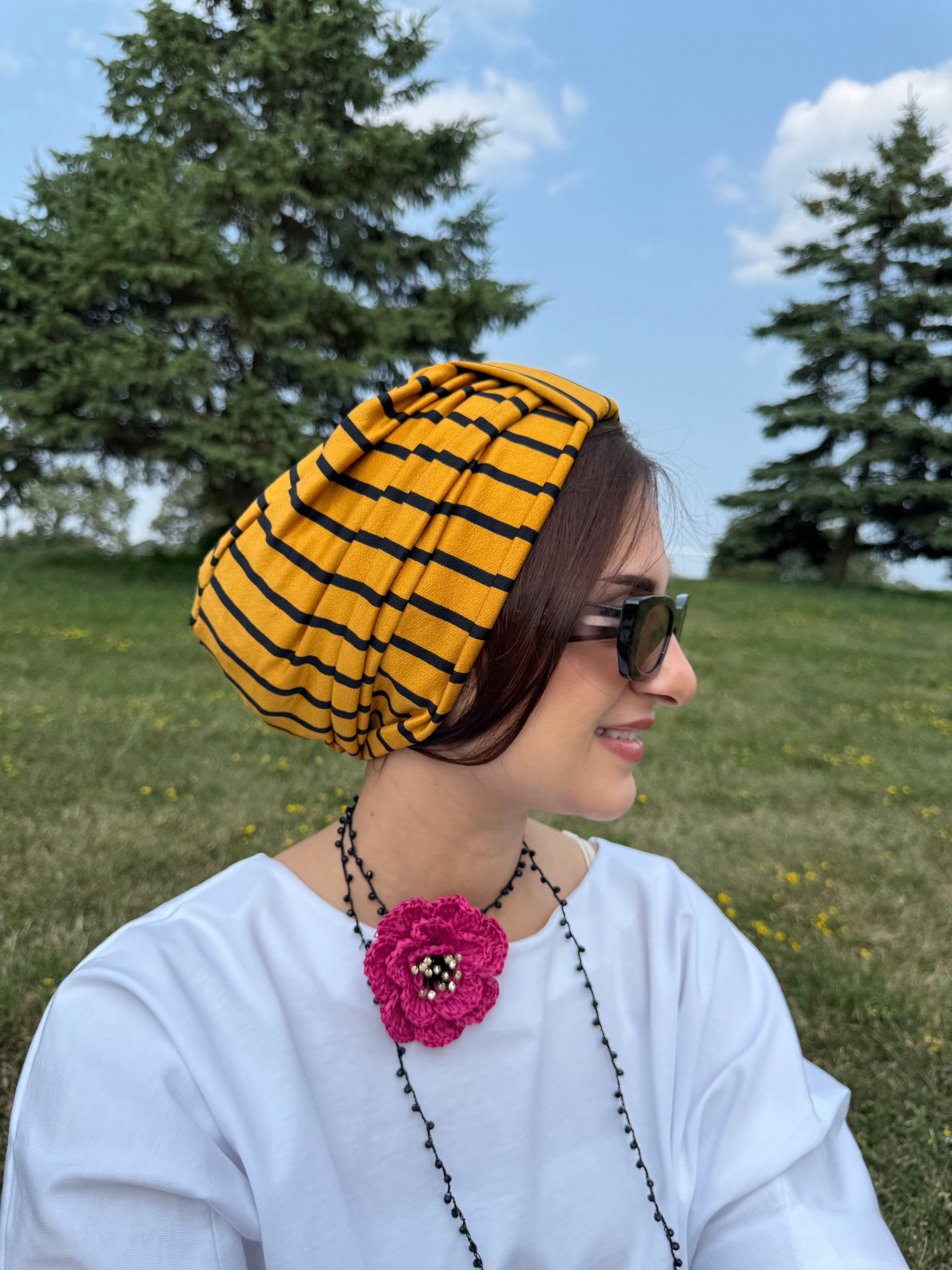 Turban Basic Jersey  - Cumin with Black
