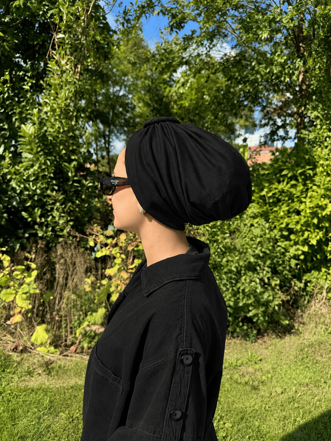 Beanie Ring Ribbed Jersey - Black