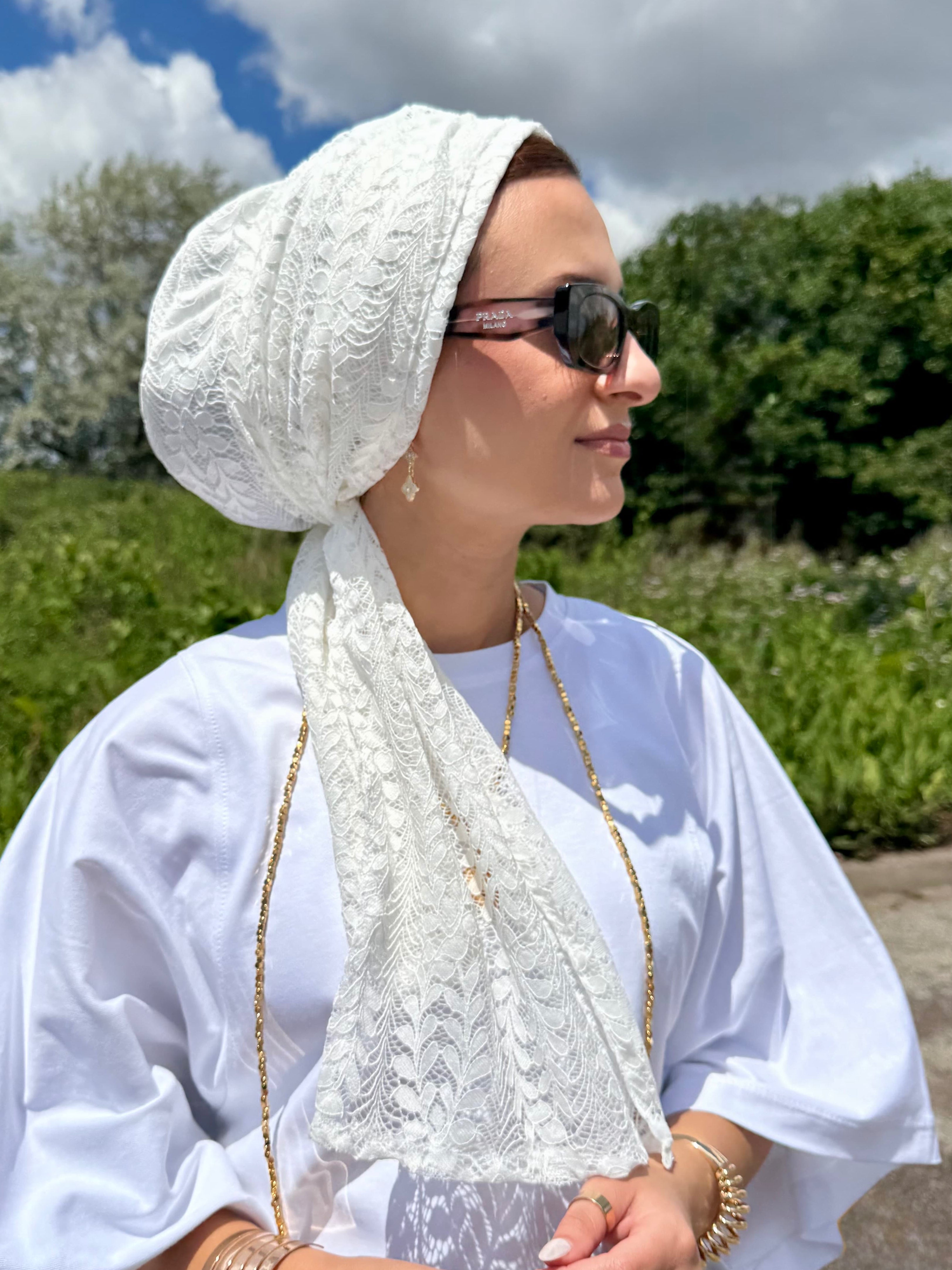 Beanie Wrap Lace - Off White