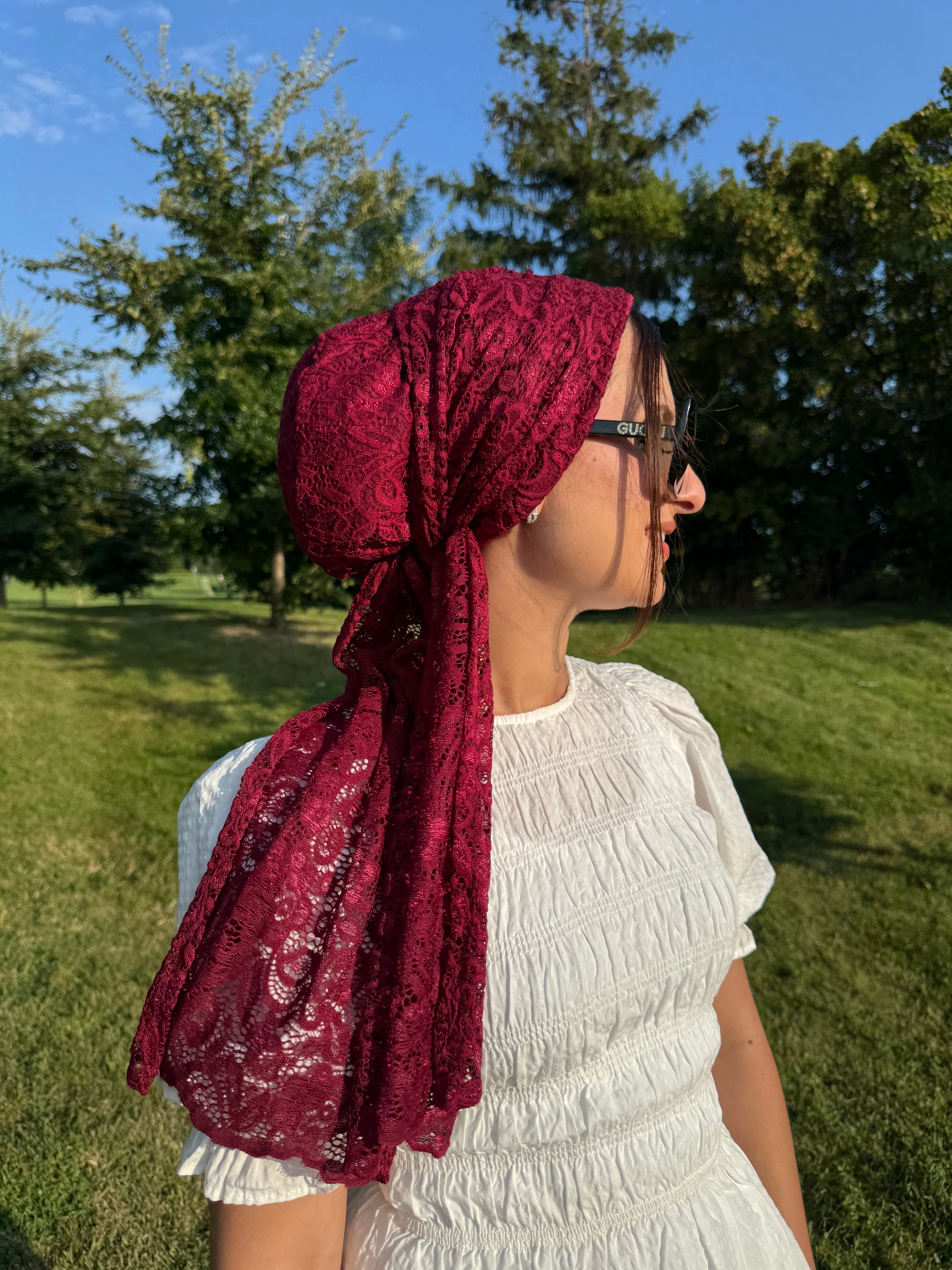Beanie Wrap Lace - Bordeaux