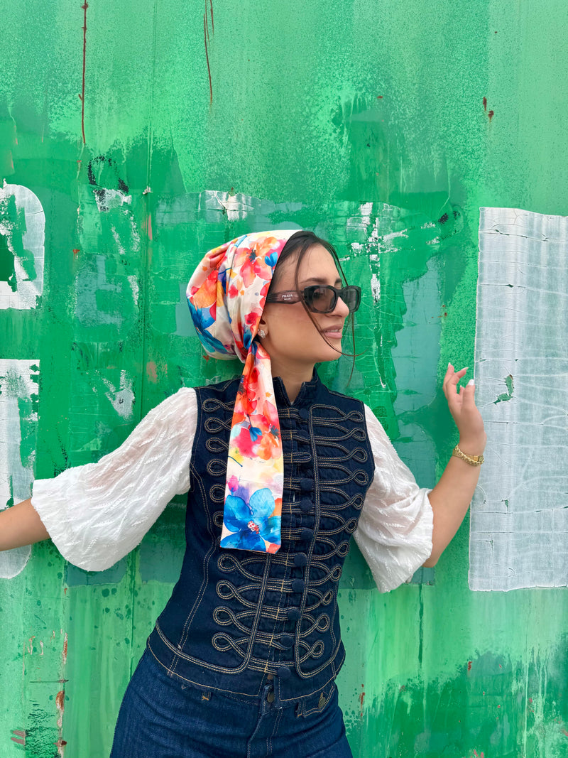 Beanie Wrap Satin - Floral