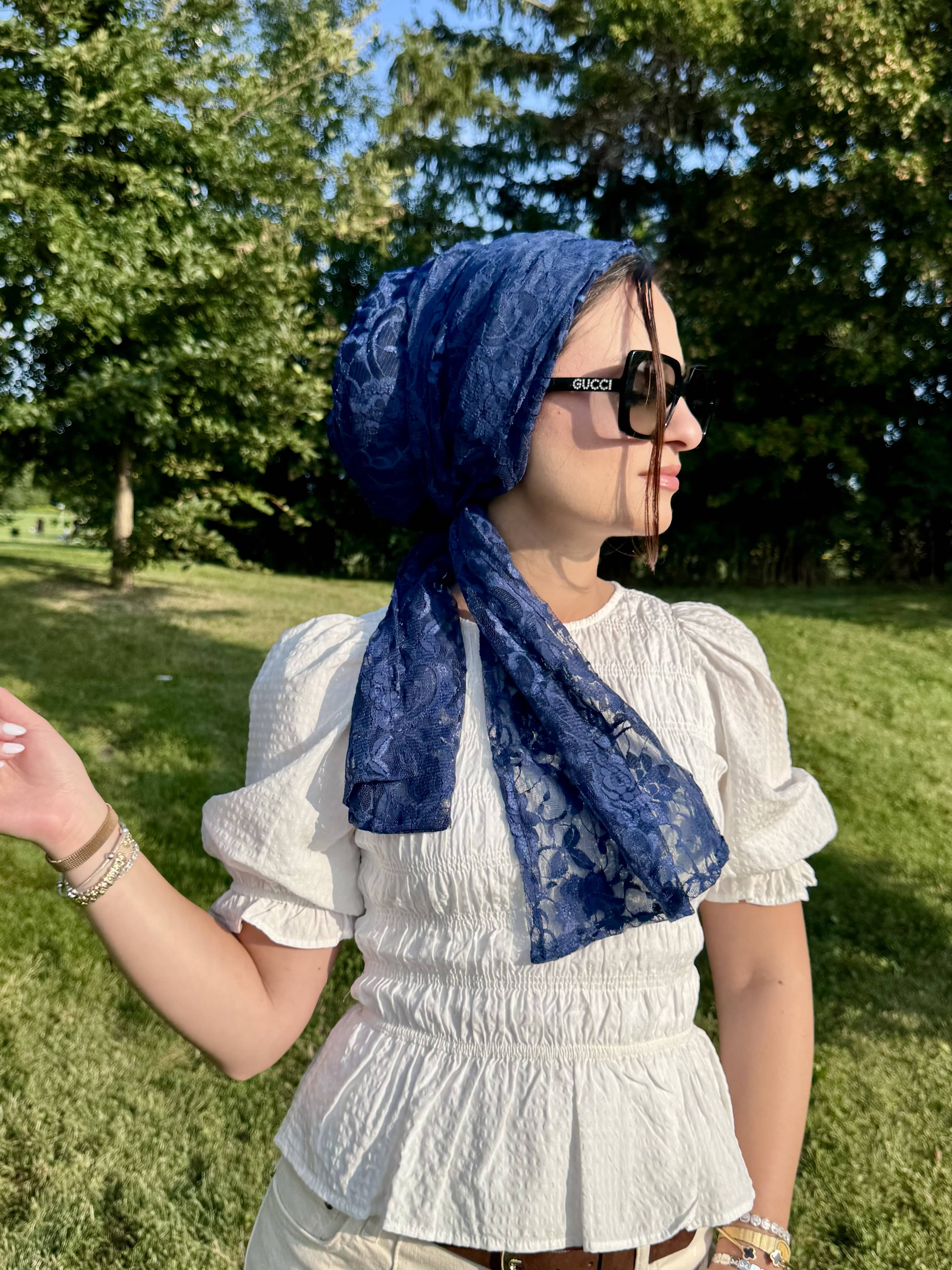 Beanie Wrap Lace - Royal Navy