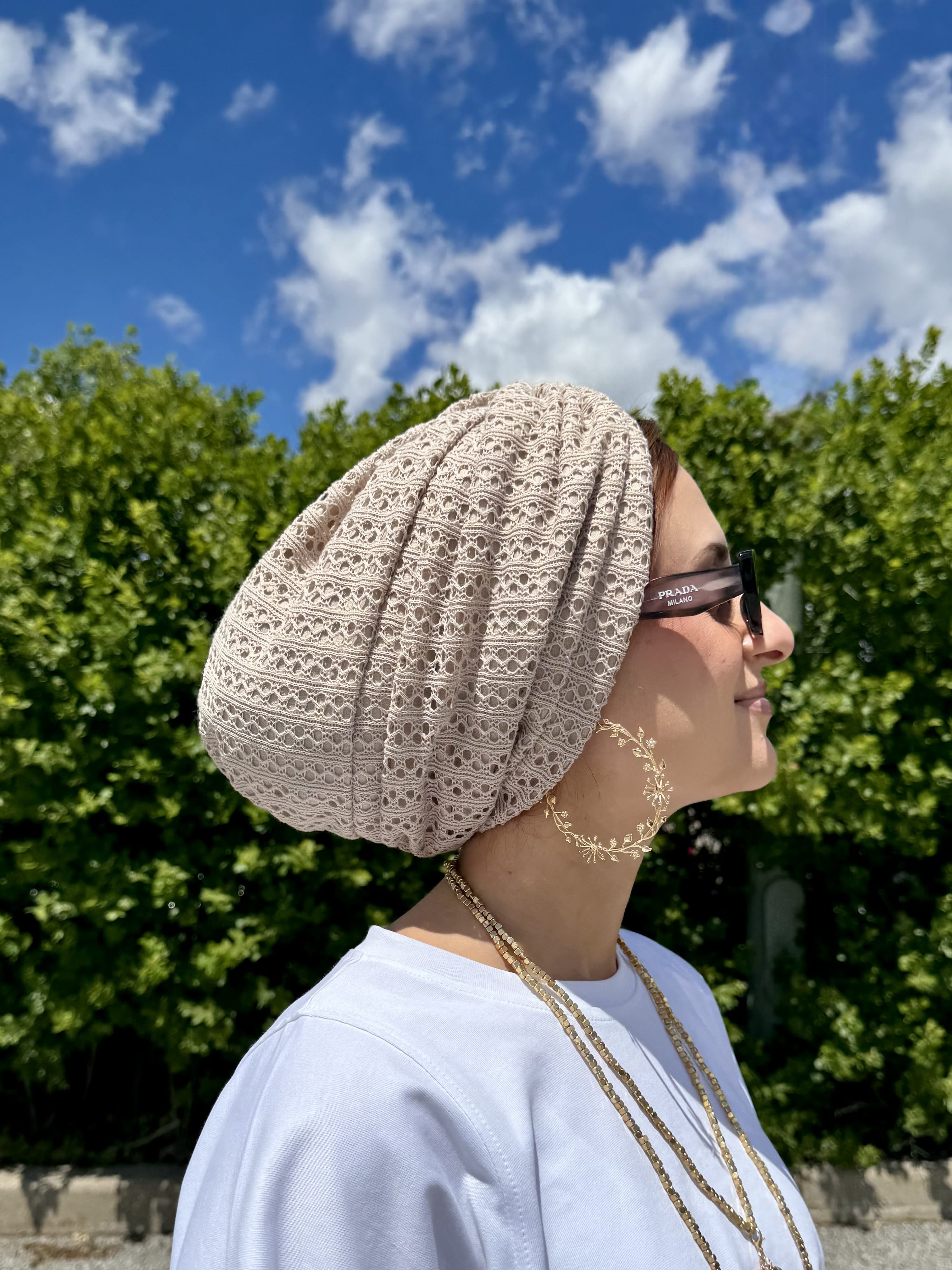 Beanie Cross Front Knit - Khaki