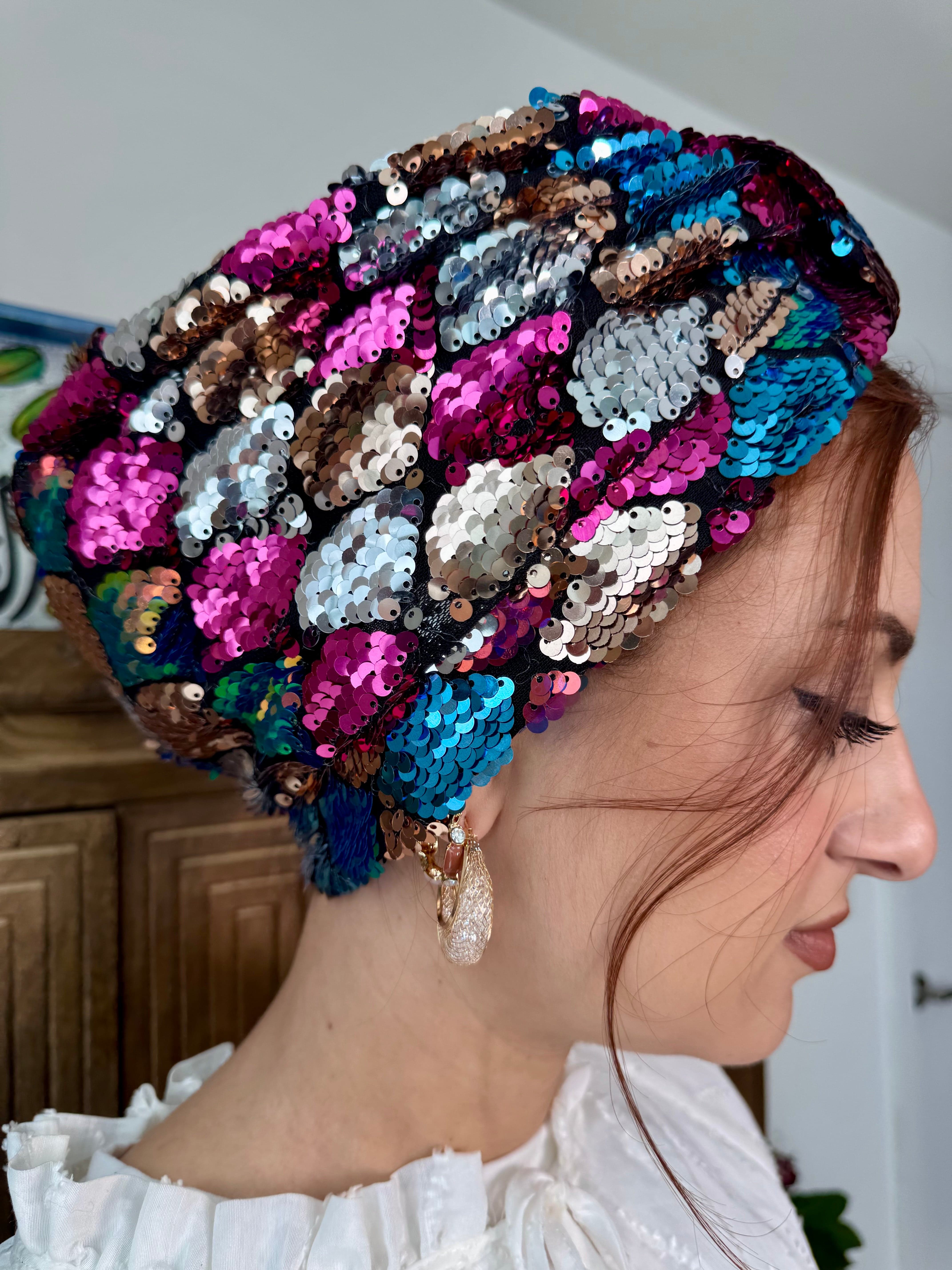 Turban Basic Sequin - Fuchsia Blue