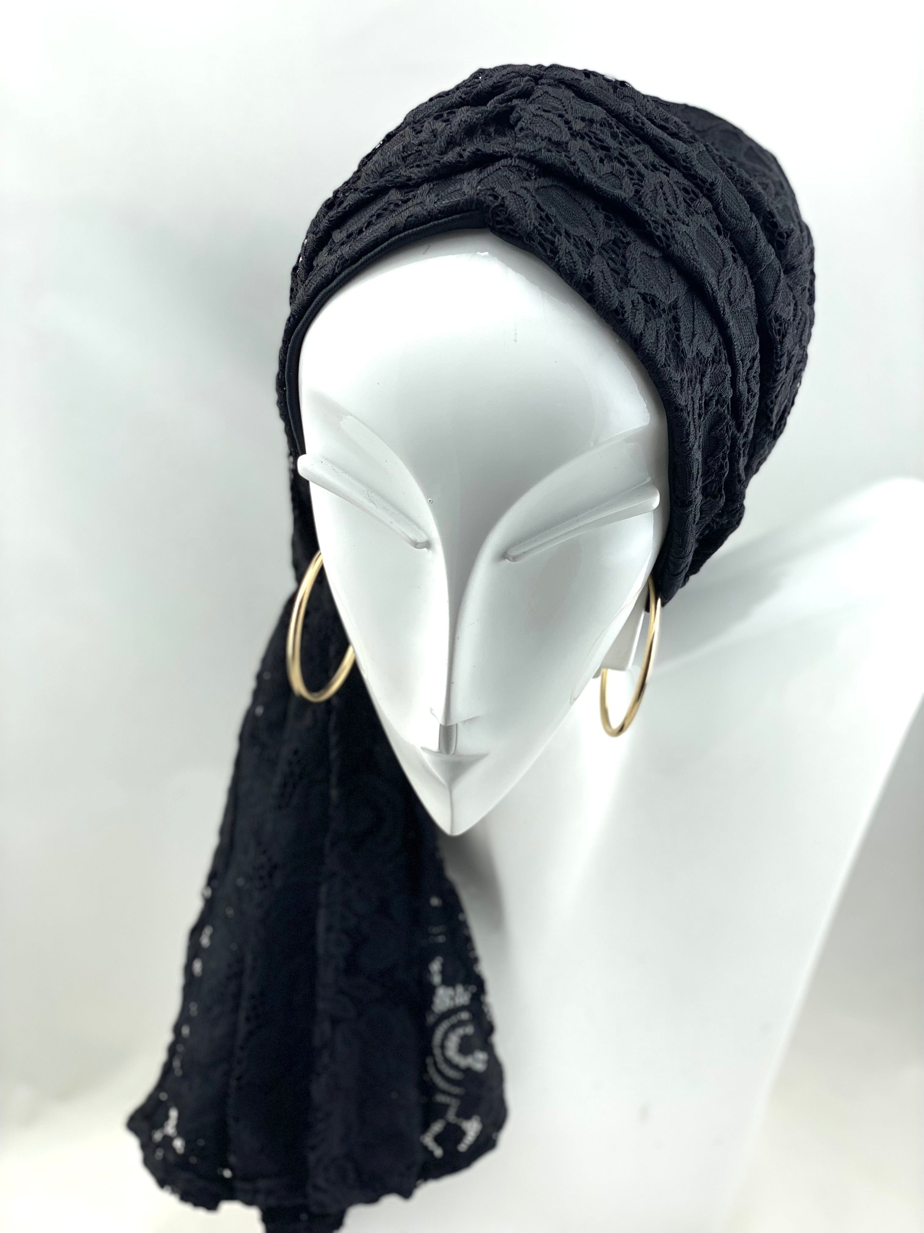 Beanie Wrap Lace - Black