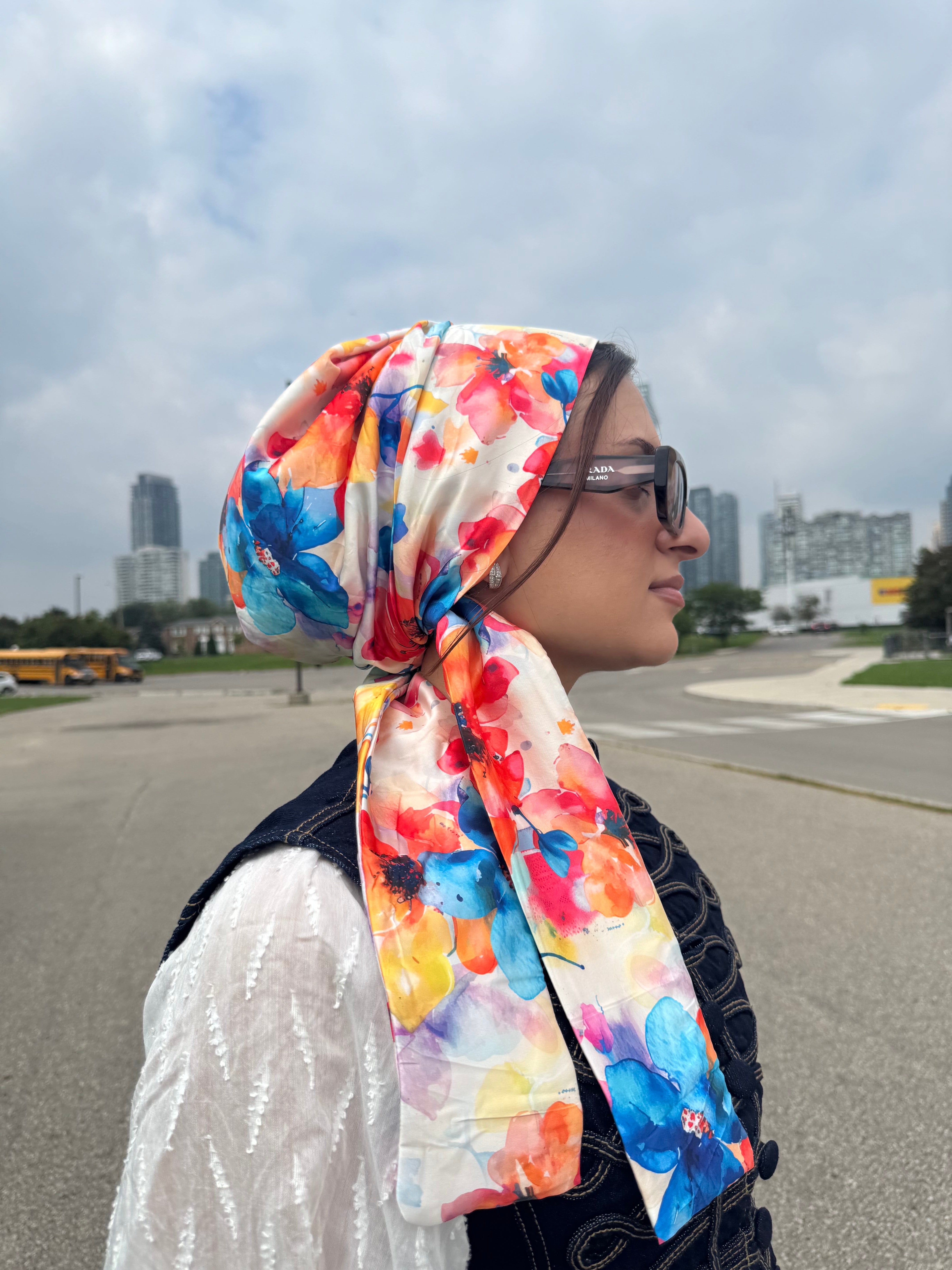 Beanie Wrap Satin - Floral