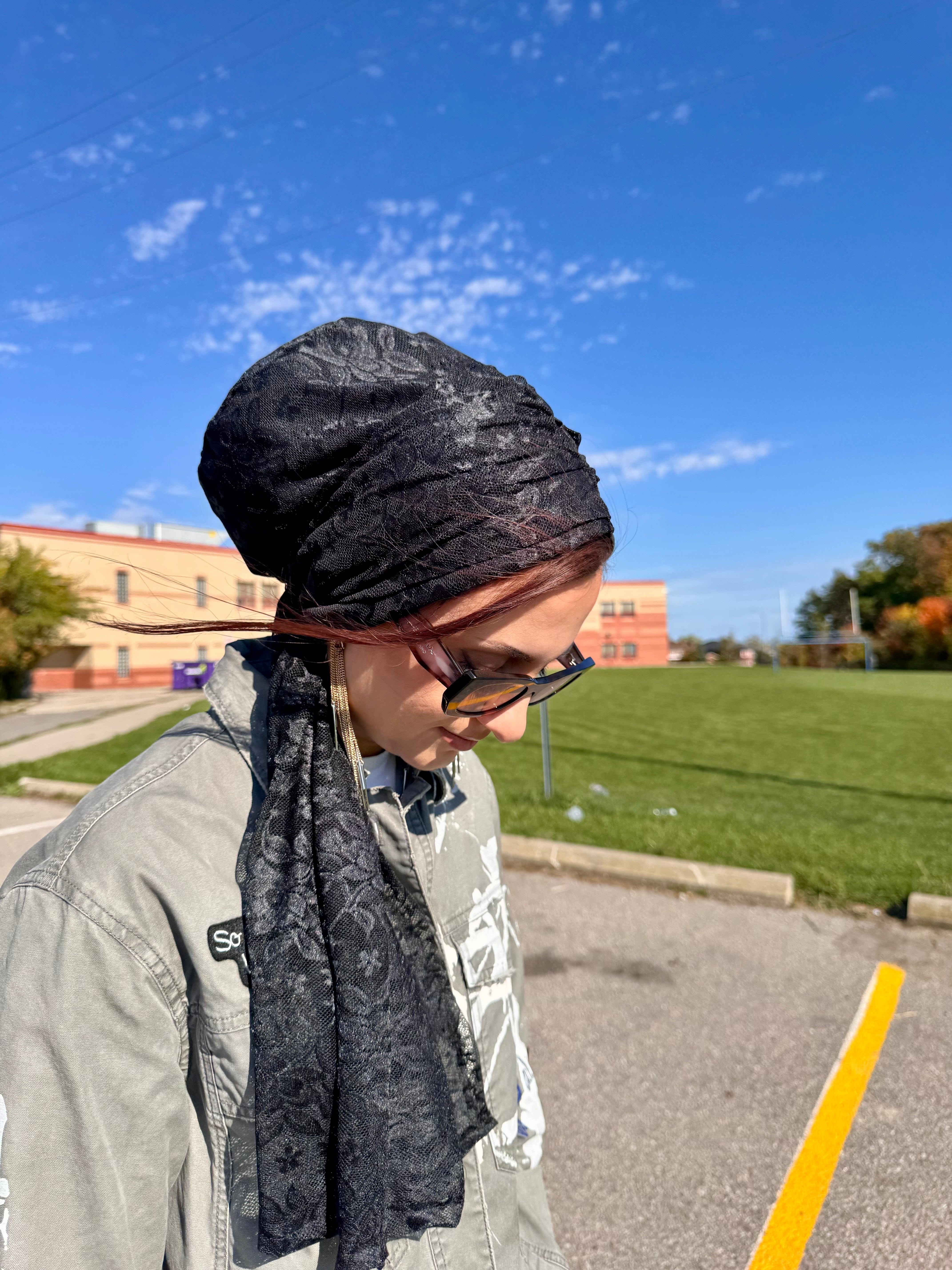 Beanie Wrap Soft Light Lace - Black