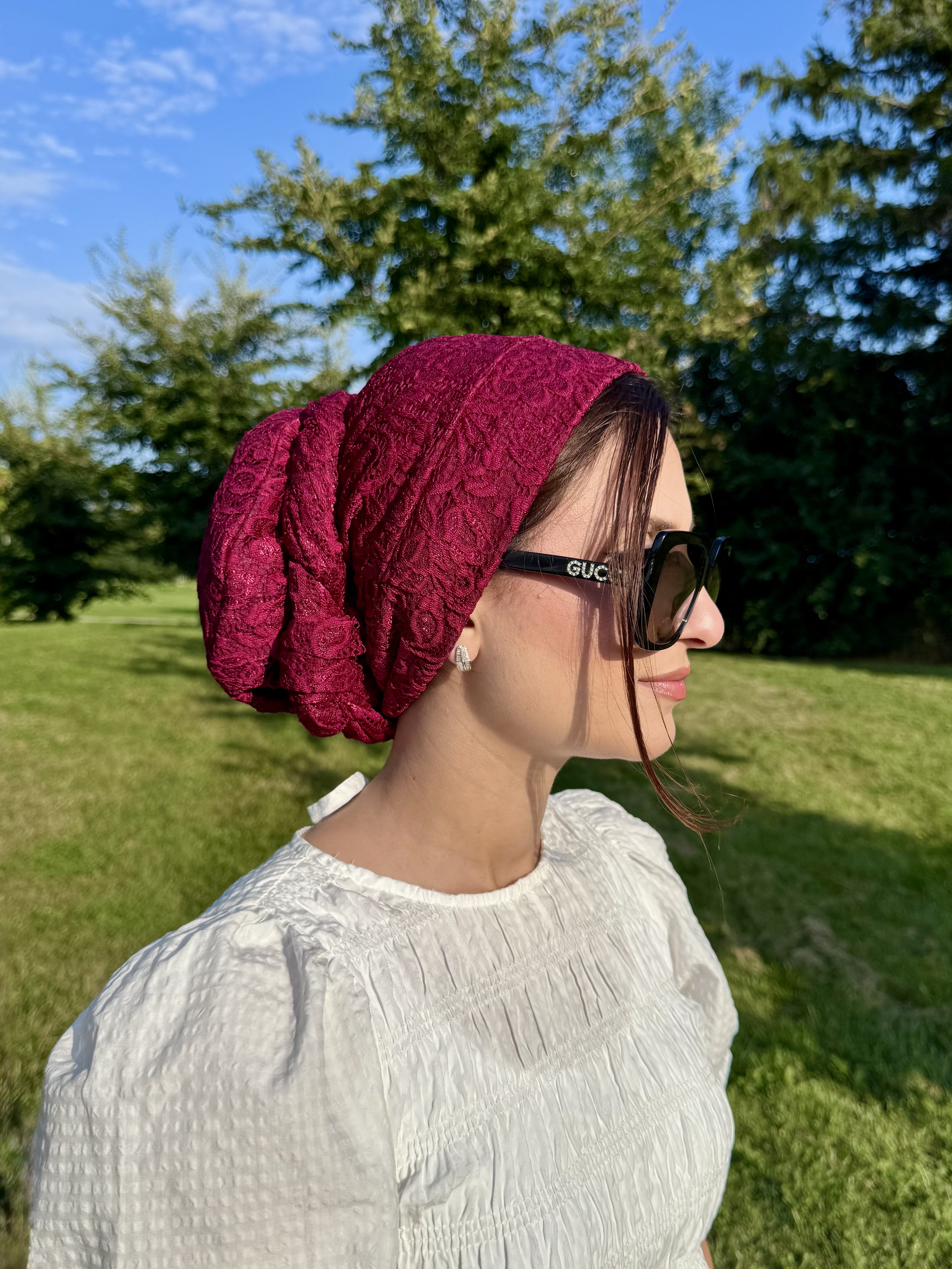 Beanie Wrap Lace - Bordeaux