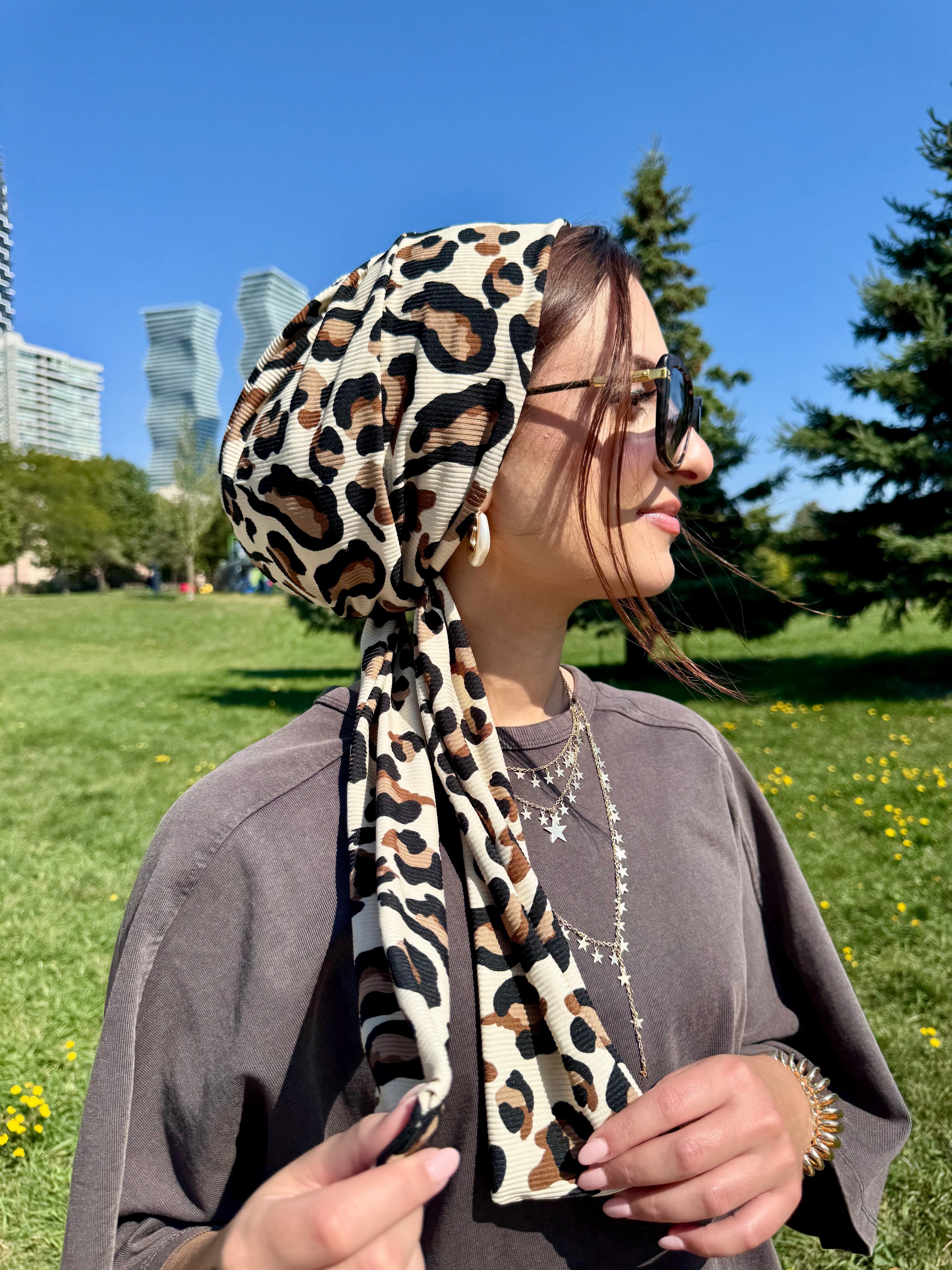 Beanie Wrap Ribbed Jersey - Printed