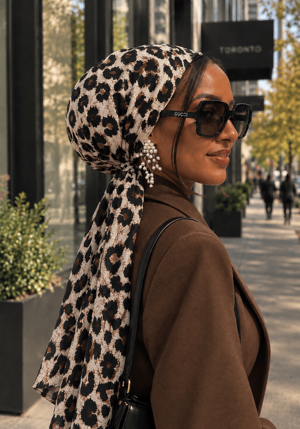 Beanie Wrap Ribbed Jersey - Animal Print