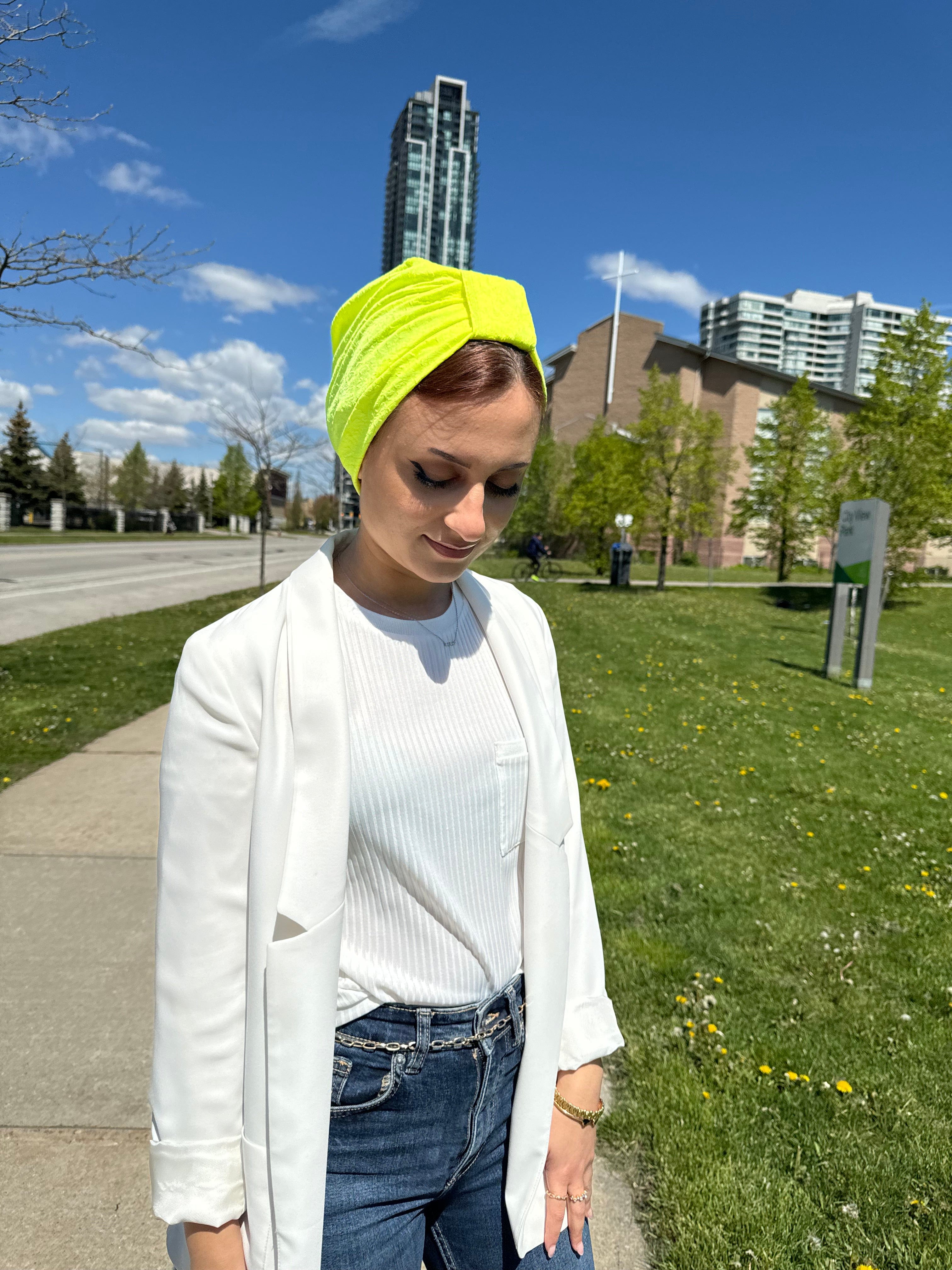 Turban Basic Printed Jersey - Neon