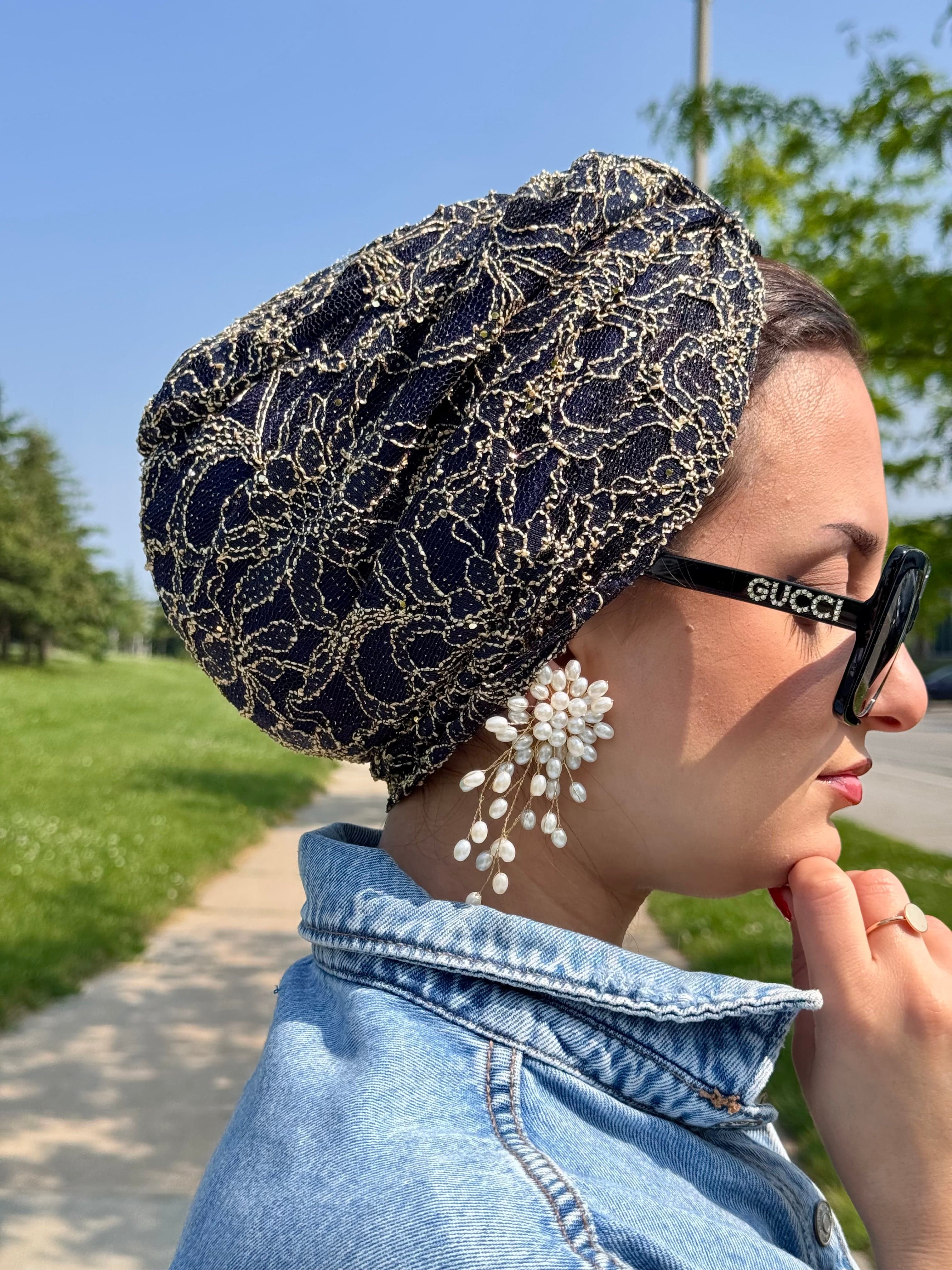 Turban Basic Shimmer - Gold Navy