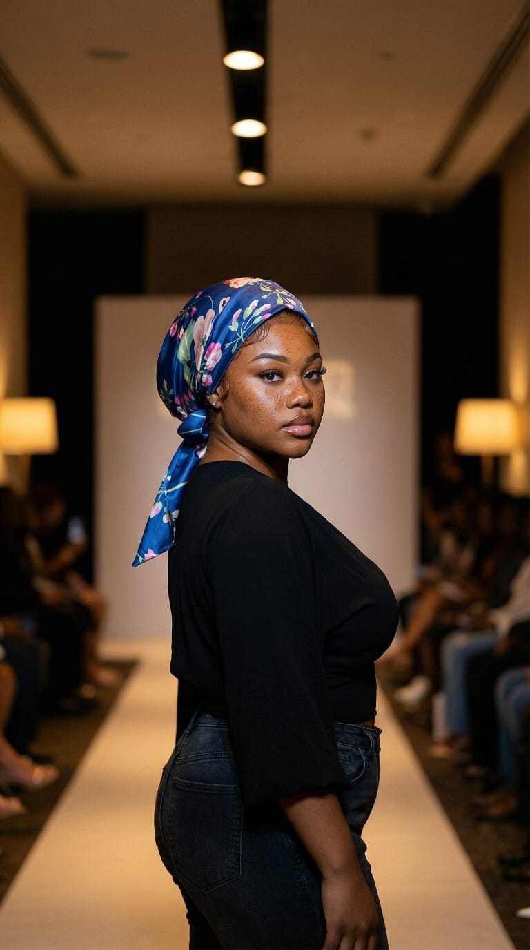 Head Wrap Satin - Blue Garden