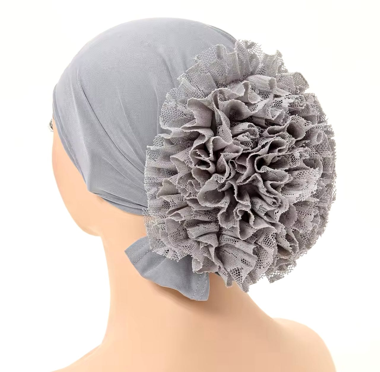 Volumizing Scrunchie Jersey Tulle Cap - Grey