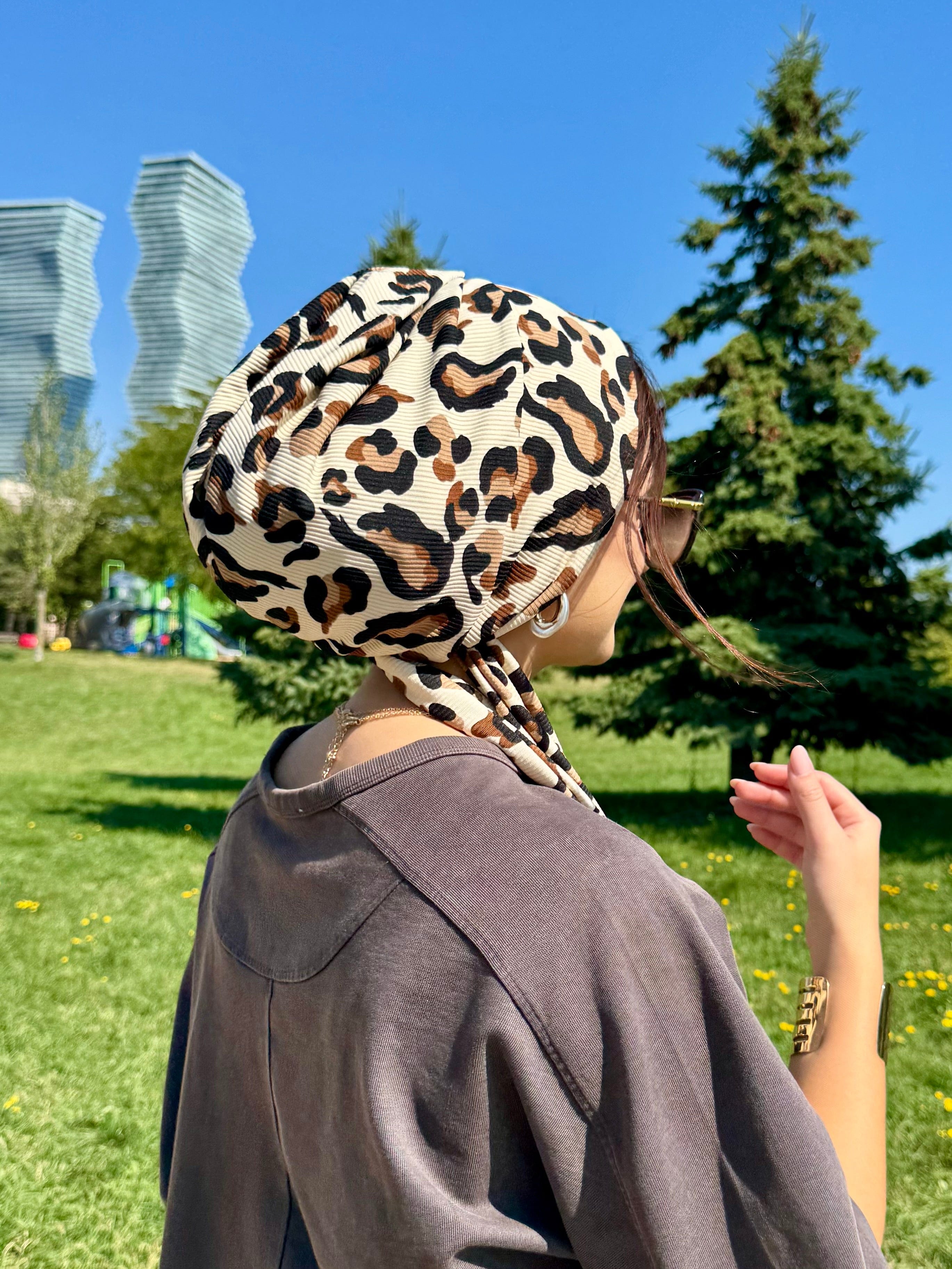 Beanie Wrap Ribbed Jersey - Printed
