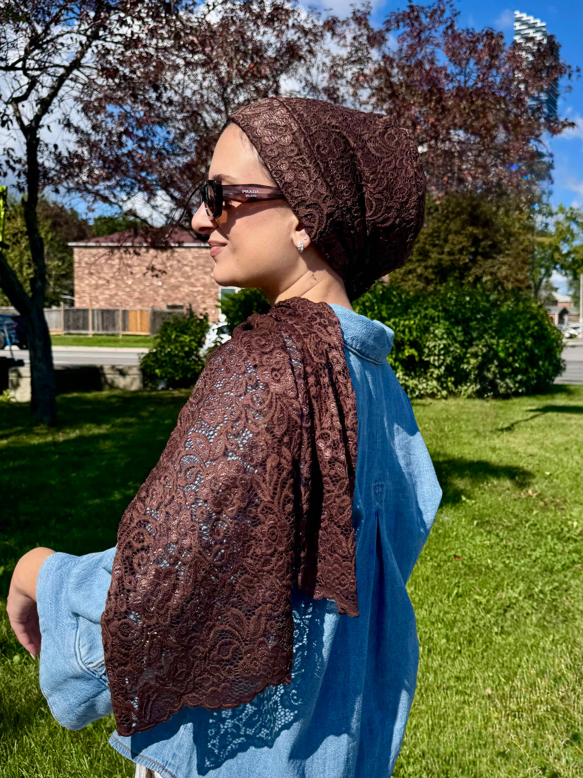 Beanie Wrap Lace - Dark Chocolate