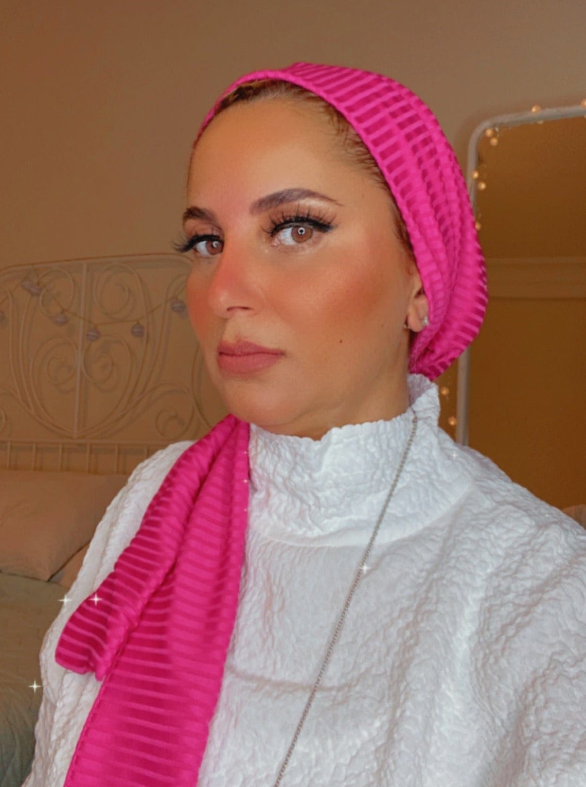 Beanie Wrap Ribbed Jersey - Dark Fuchsia