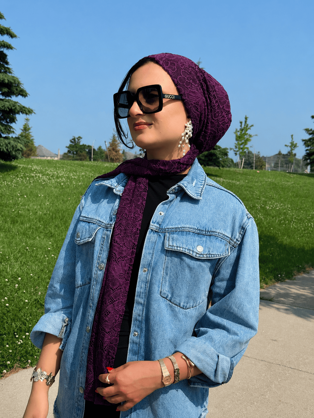 Beanie Wrap Lace - New Plum