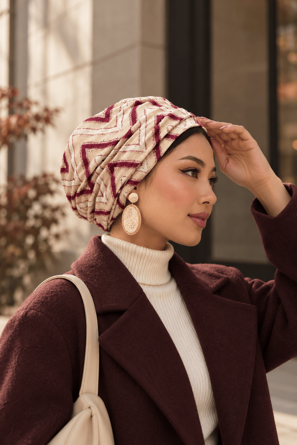 Beanie Zigzag Tulle - Gold Burgundy Nude