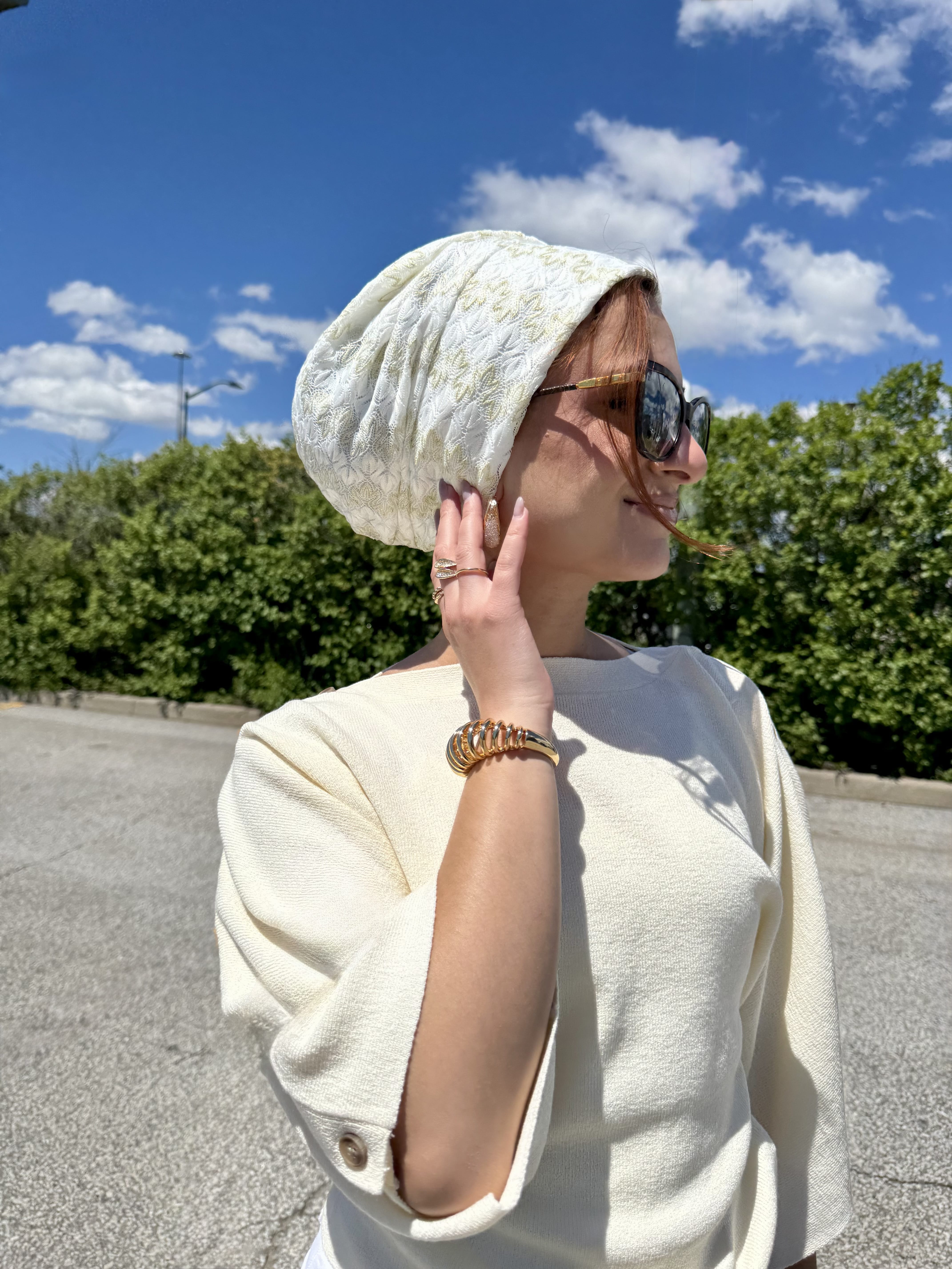 Beanie Knit - Off White Gold