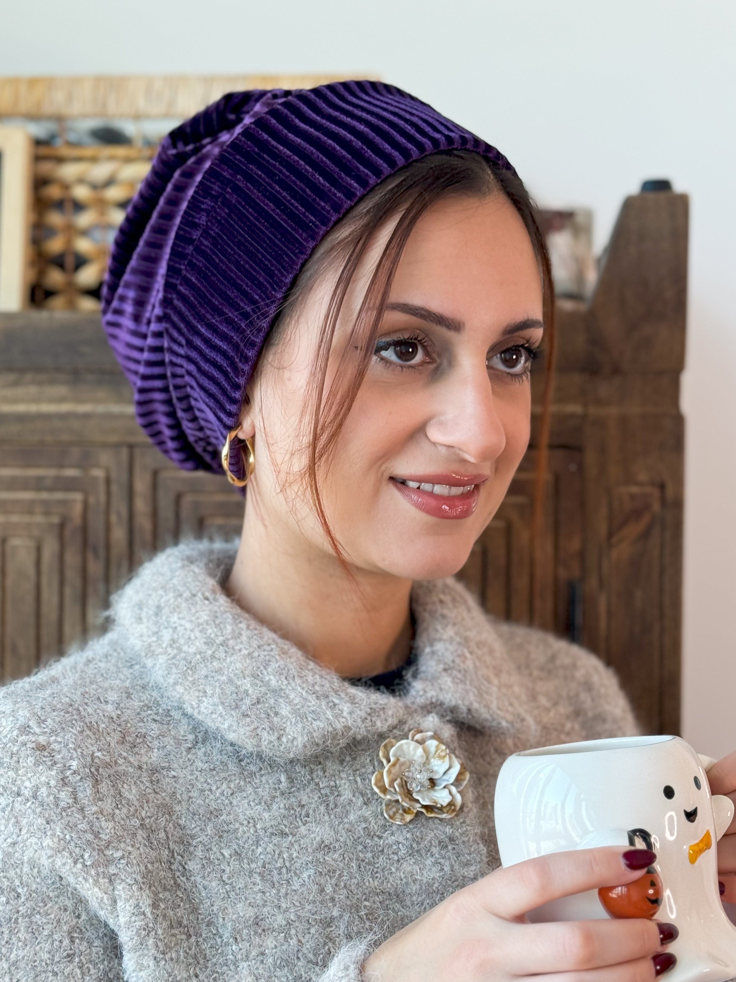 Beanie Velvet - Dark Purple