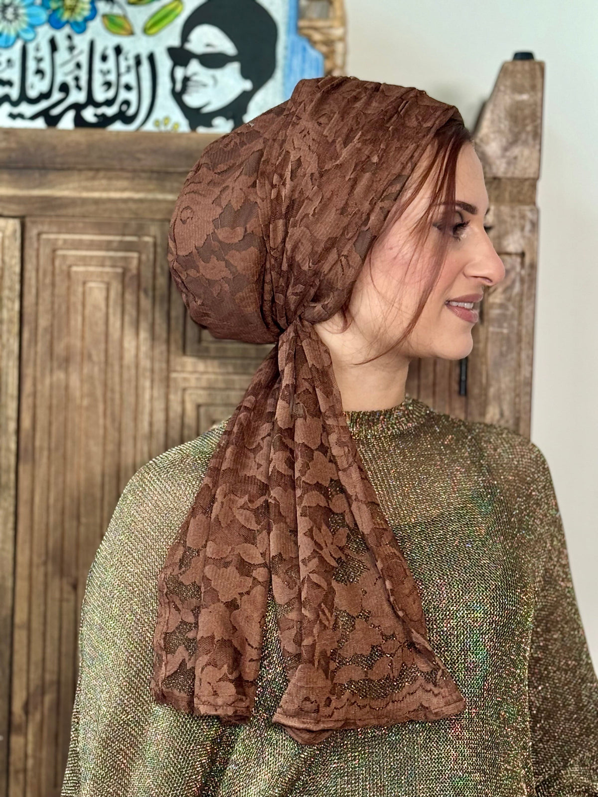 Beanie Wrap Lace - Caramel