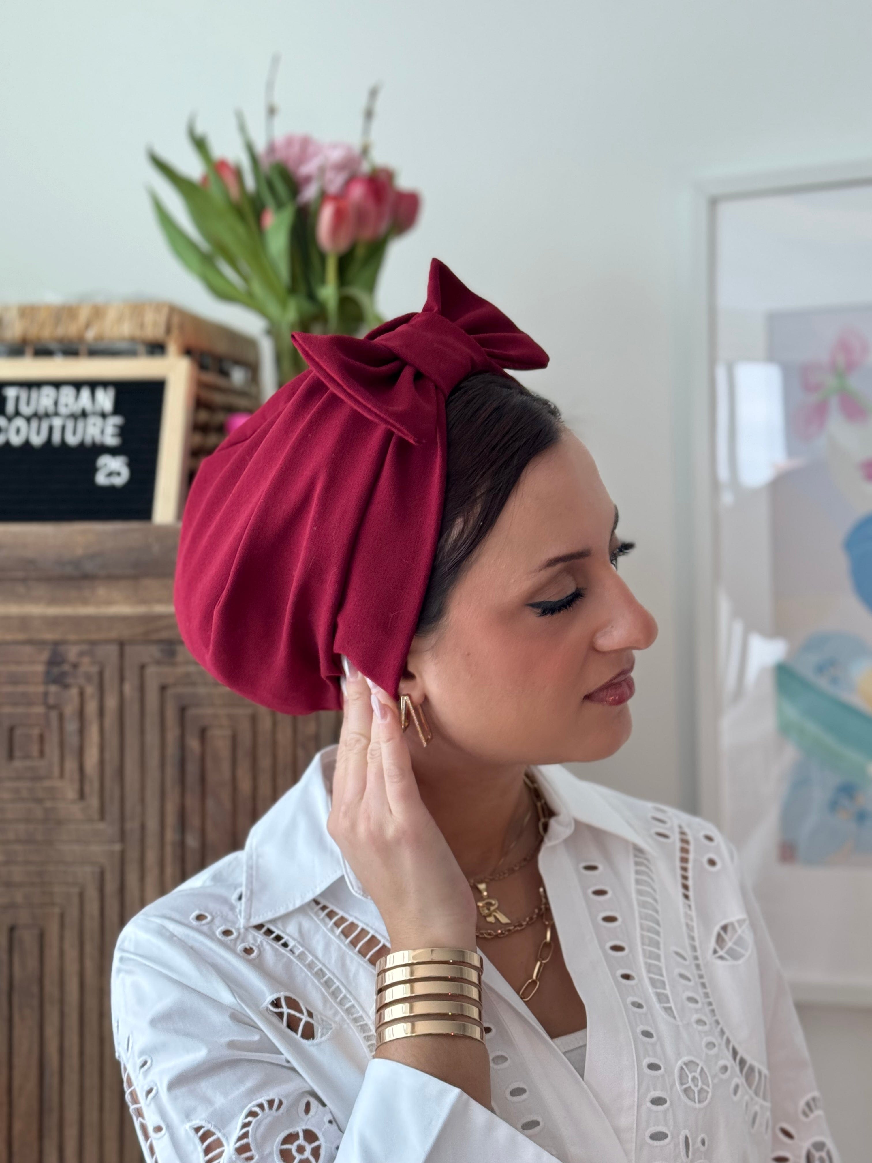 Turban Bow (NO BOW) - Burgundy