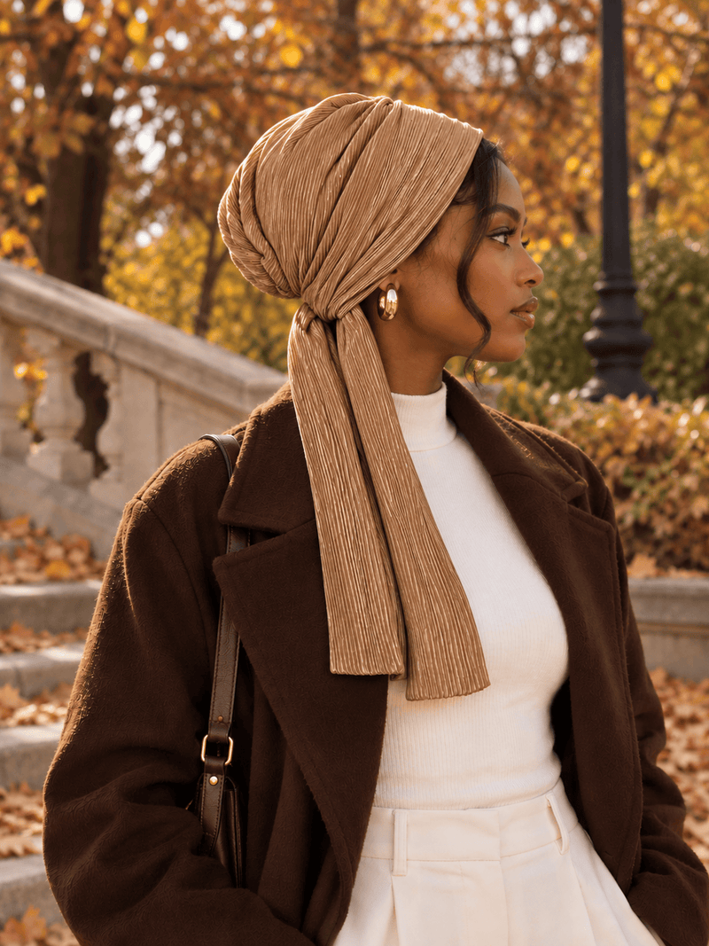 Beanie Pleated Wrap - Cumin