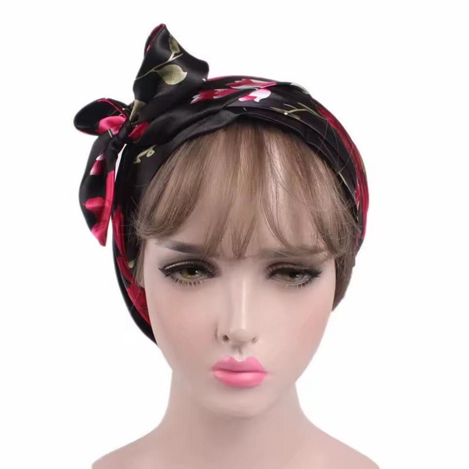 Head Wrap Satin - Burgundy Black