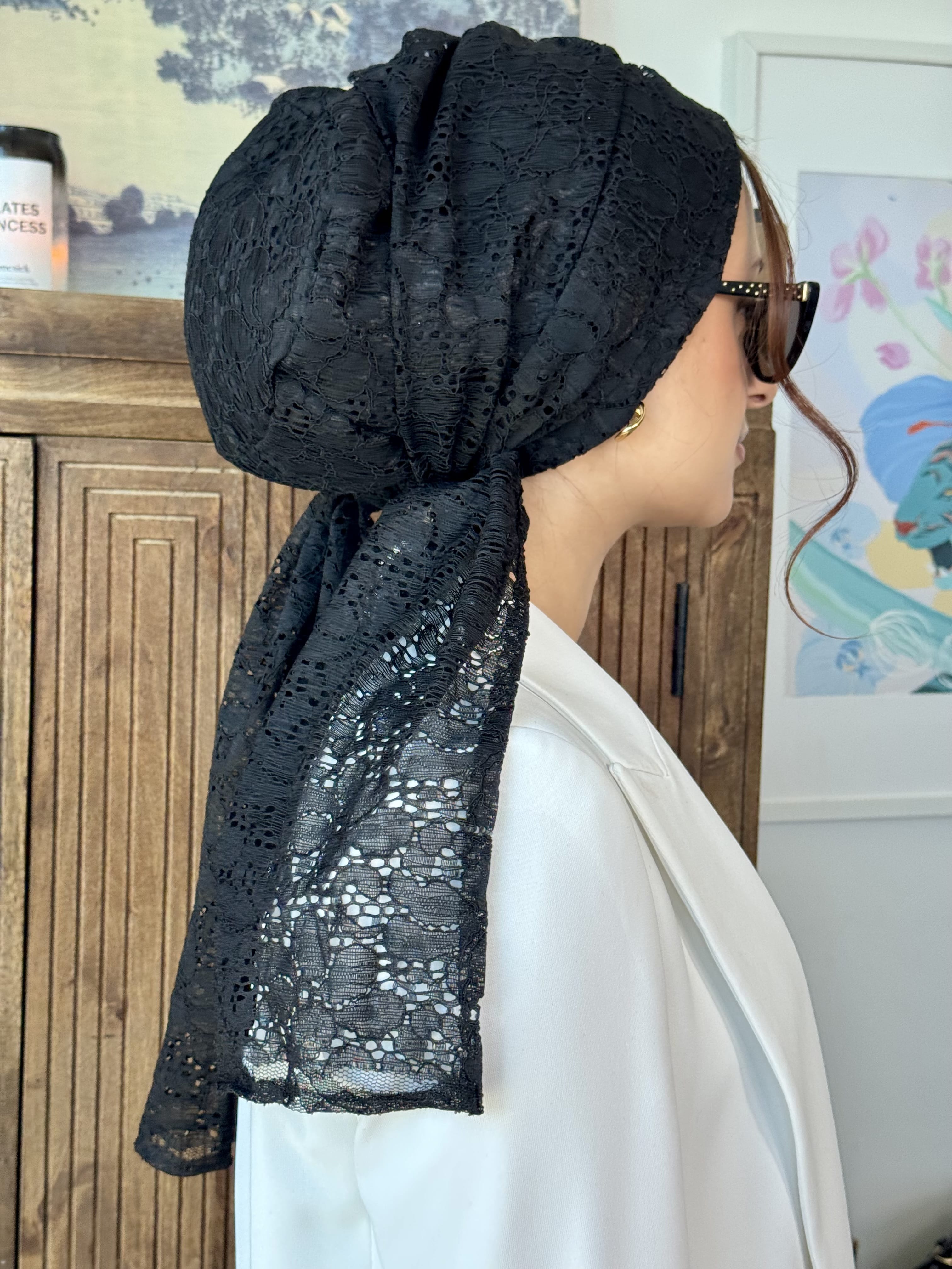 Beanie Wrap Lace - IBlack 🖤