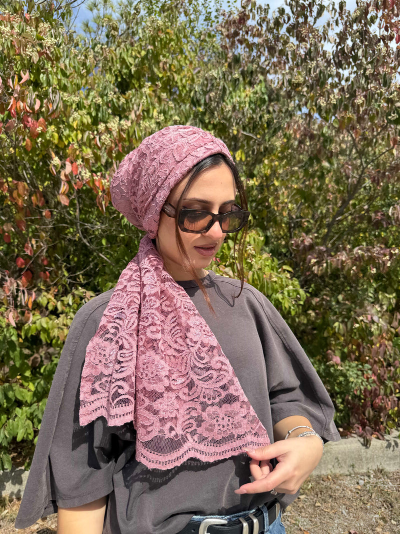 Beanie Wrap Lace - Blush Pink