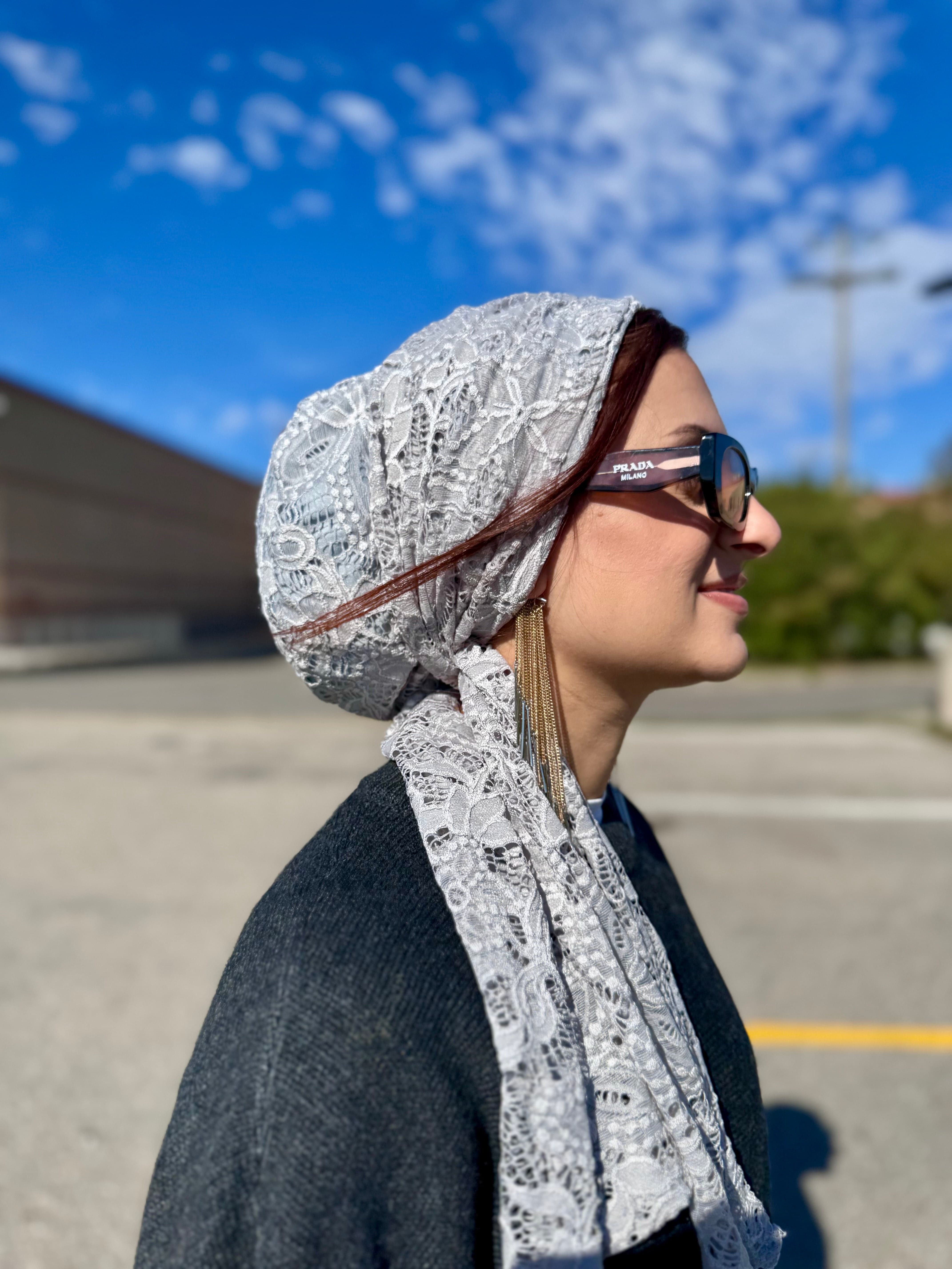 Beanie Wrap Lace - Light Grey