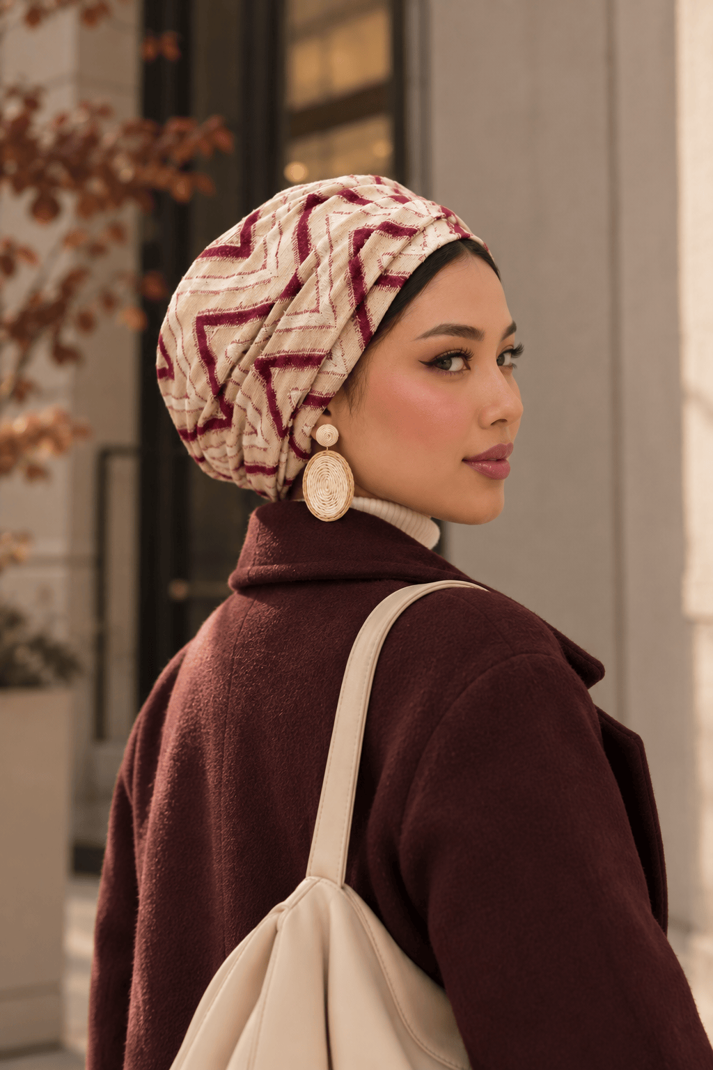 Beanie Zigzag Tulle - Gold Burgundy Nude