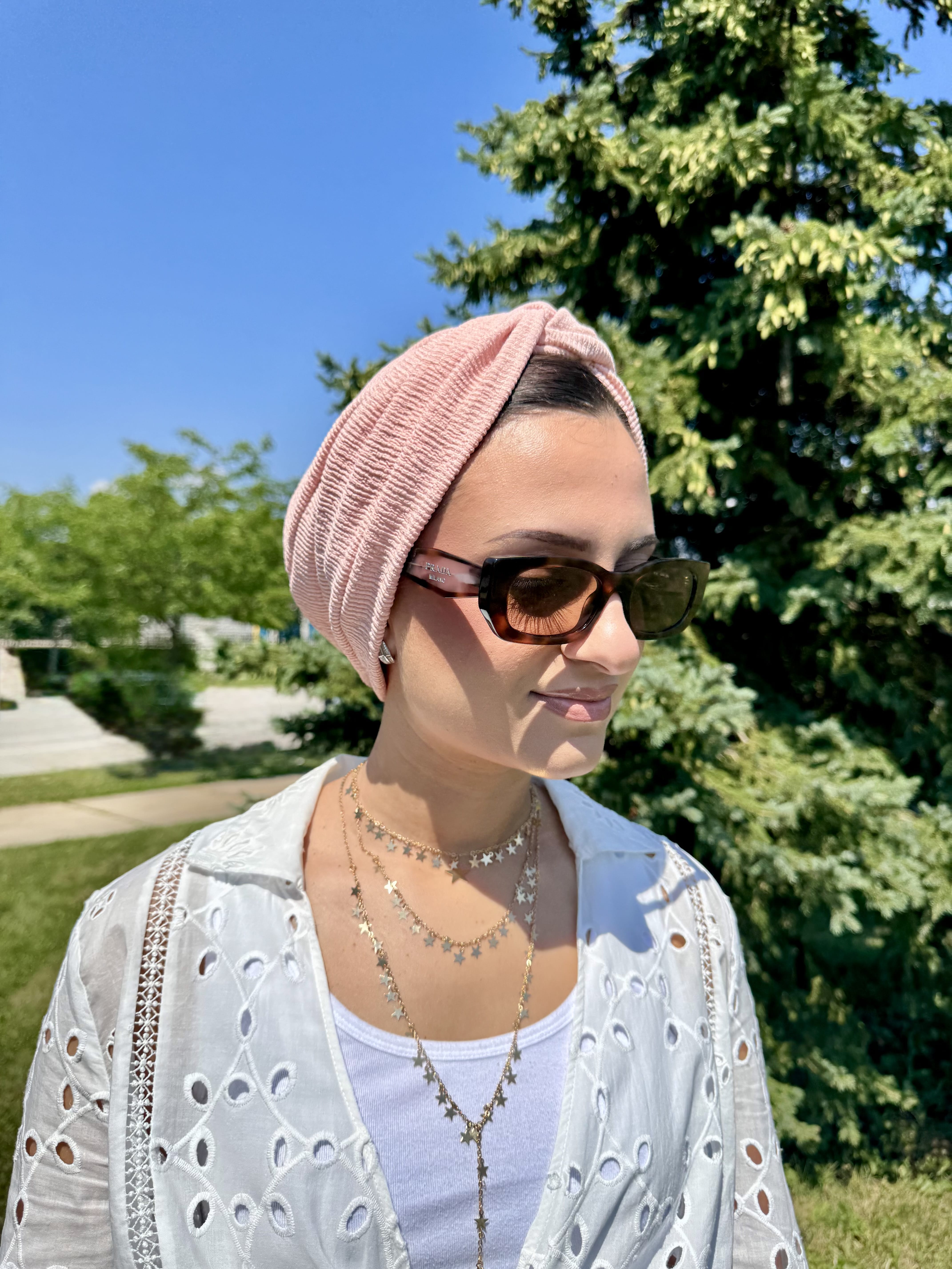 Beanie Twist Cross - Powder Pink