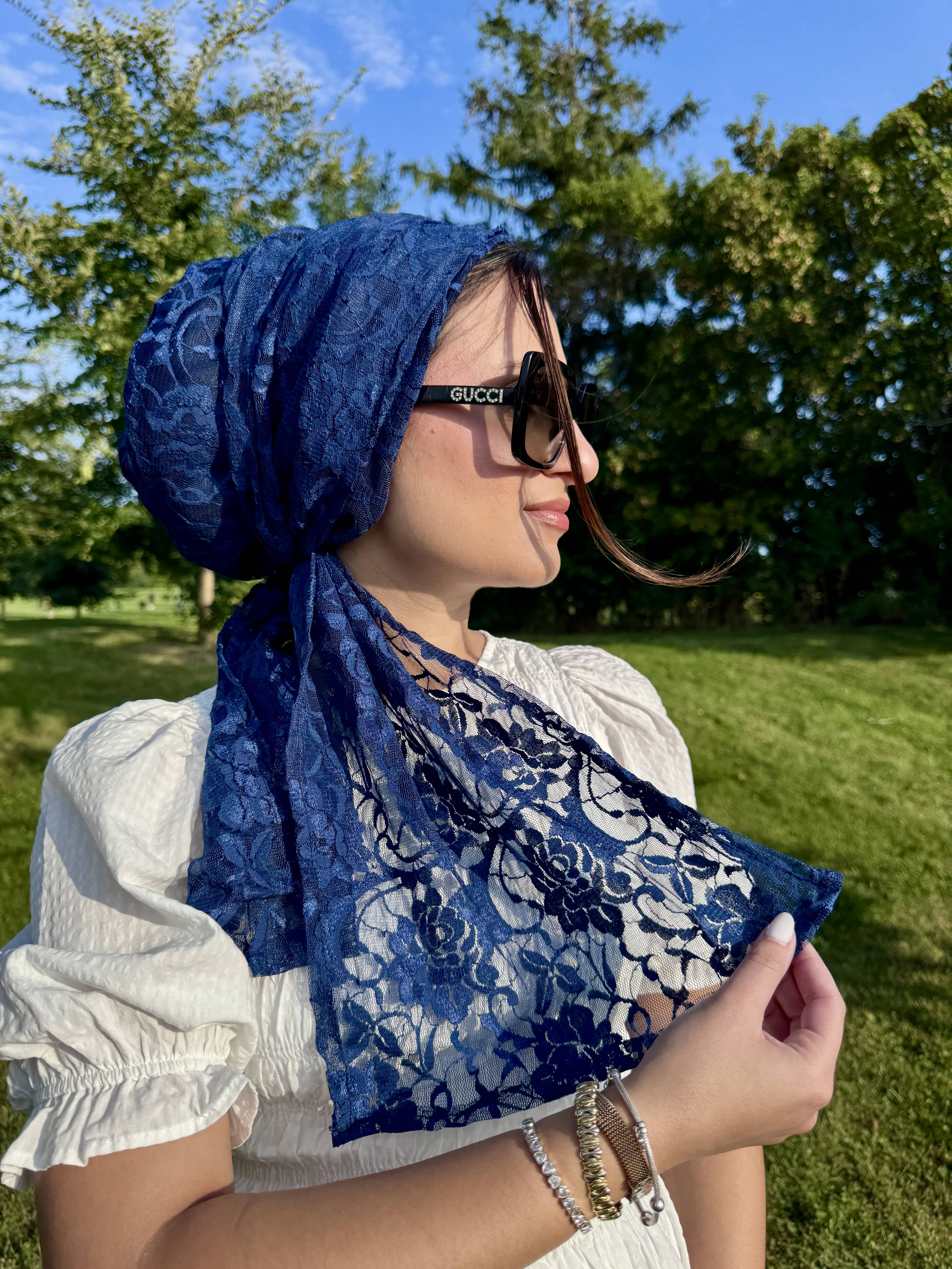 Beanie Wrap Lace - Royal Navy