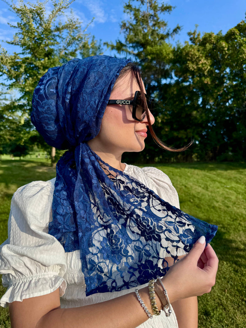 Beanie Wrap Lace - Royal Navy