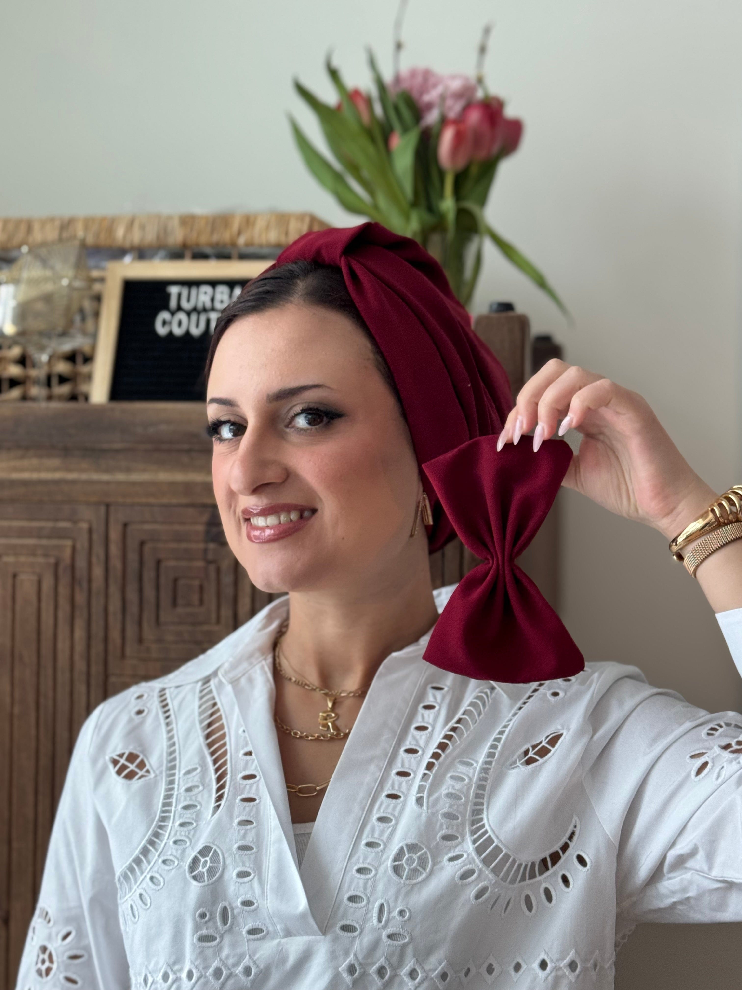 Turban Bow (NO BOW) - Burgundy