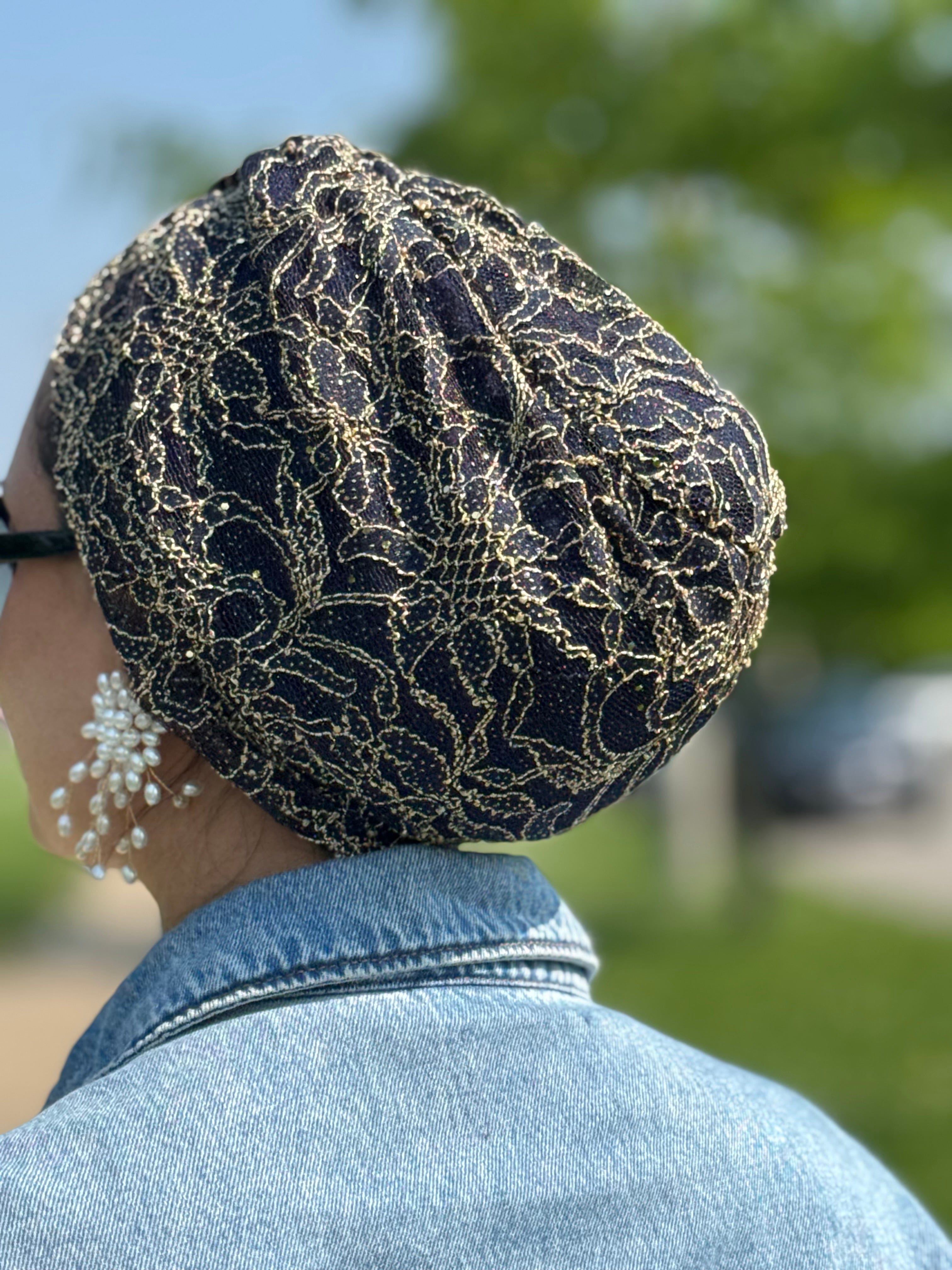 Turban Basic Shimmer - Gold Navy