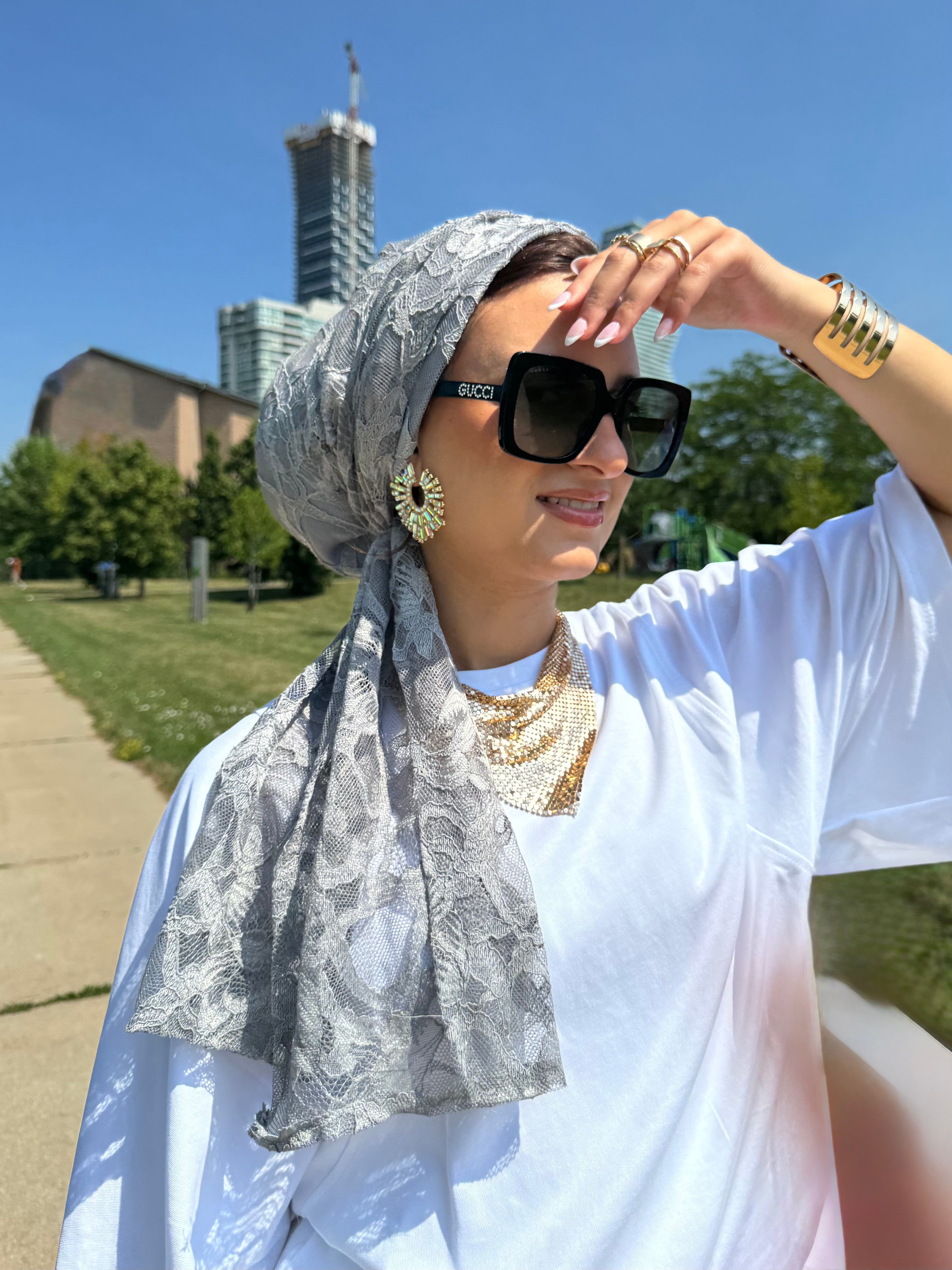 Beanie Wrap Lace - Grey II
