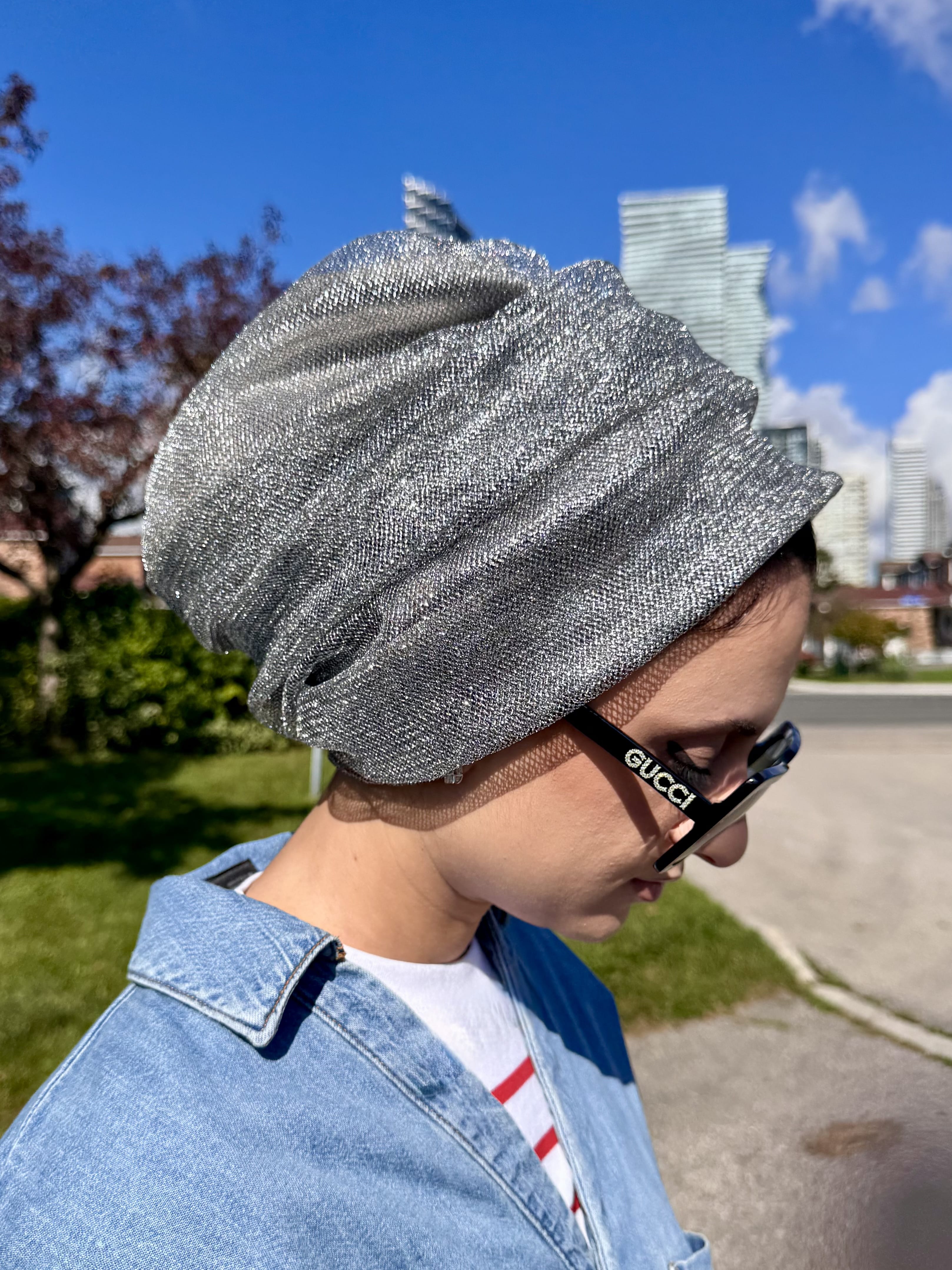 Beanie Tulle Knit - Silver