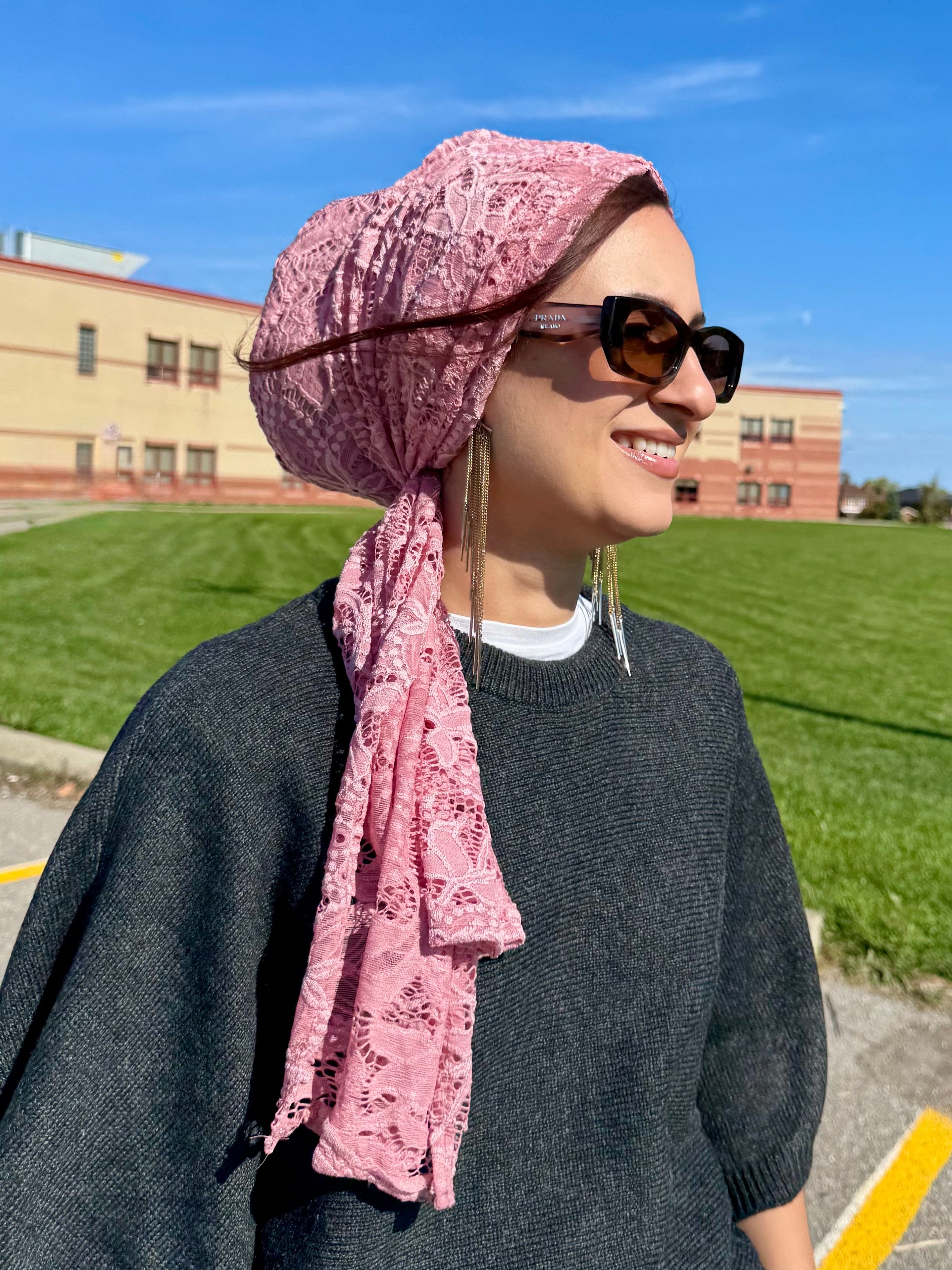 Beanie Wrap Lace - Baby Pink