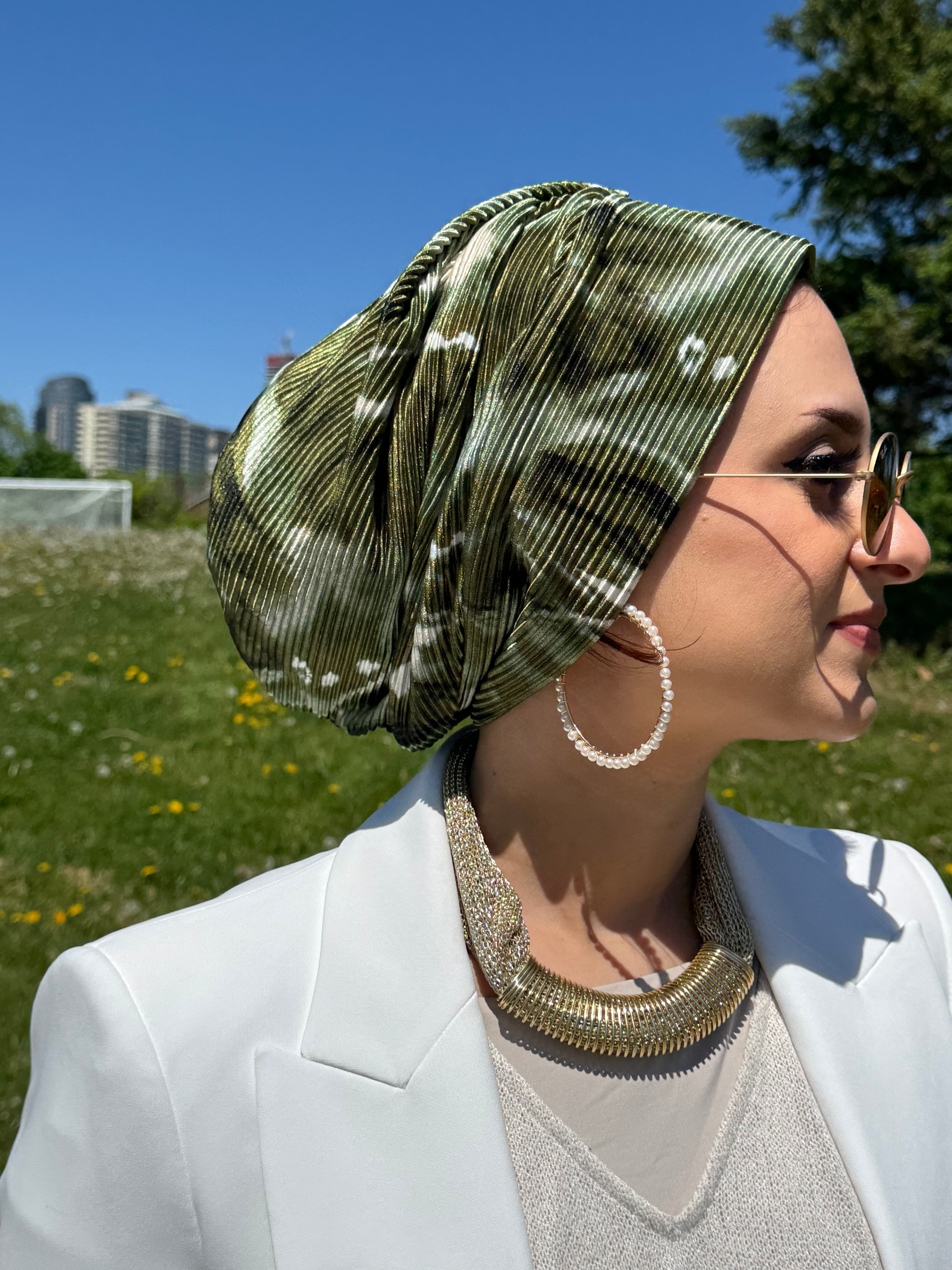 Beanie Pleated - Green Ombré