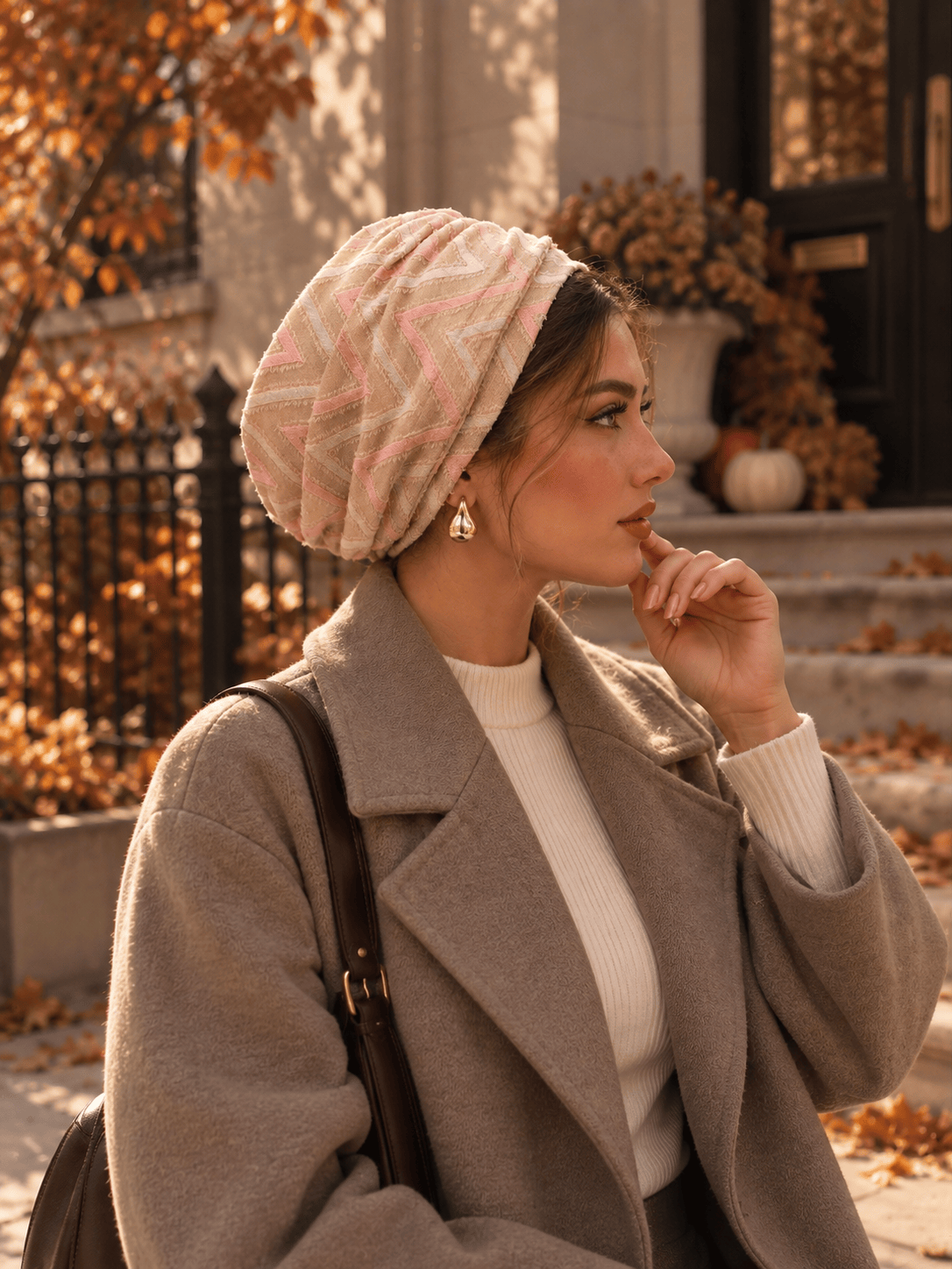 Beanie Zigzag Tulle - Gold Pink Nude